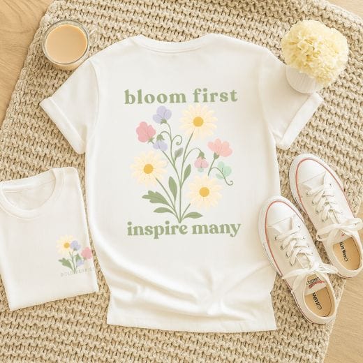 Bloom First Inspire Many - April – Daisy & Sweet Pea - Adult T-Shirt