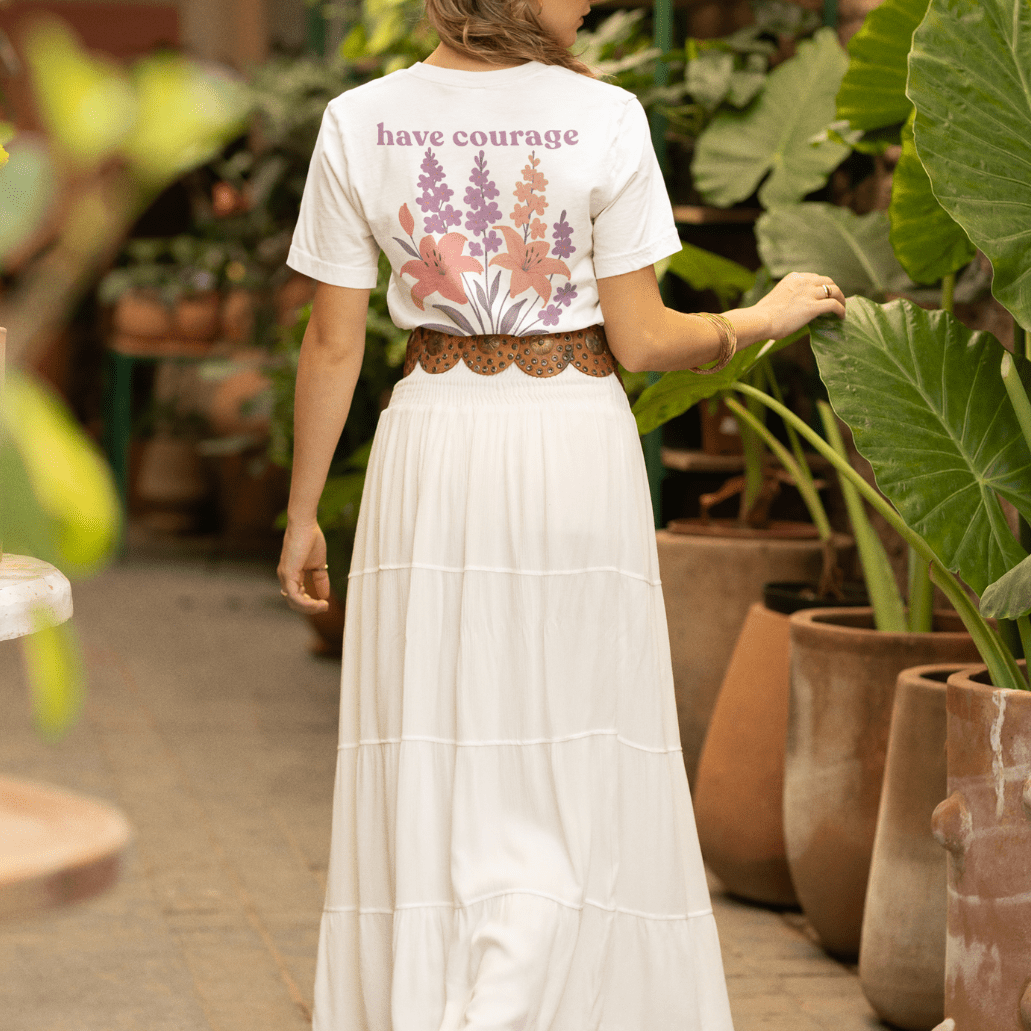 Have Courage & Be Kind - July – Larkspur & Lily - Adult T-Shirt