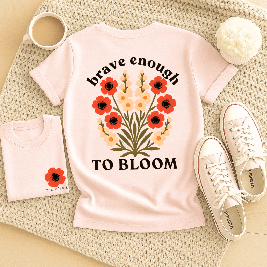 Brave Enough to Bloom - August – Gladiolus & Poppy - Adult T-Shirt