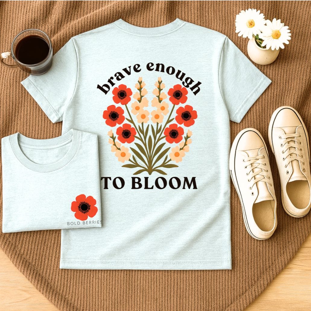 Brave Enough to Bloom - August – Gladiolus & Poppy - Adult T-Shirt