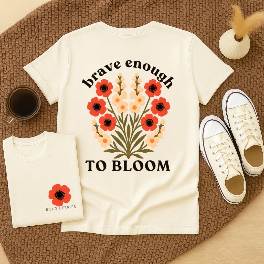 Brave Enough to Bloom - August – Gladiolus & Poppy - Adult T-Shirt