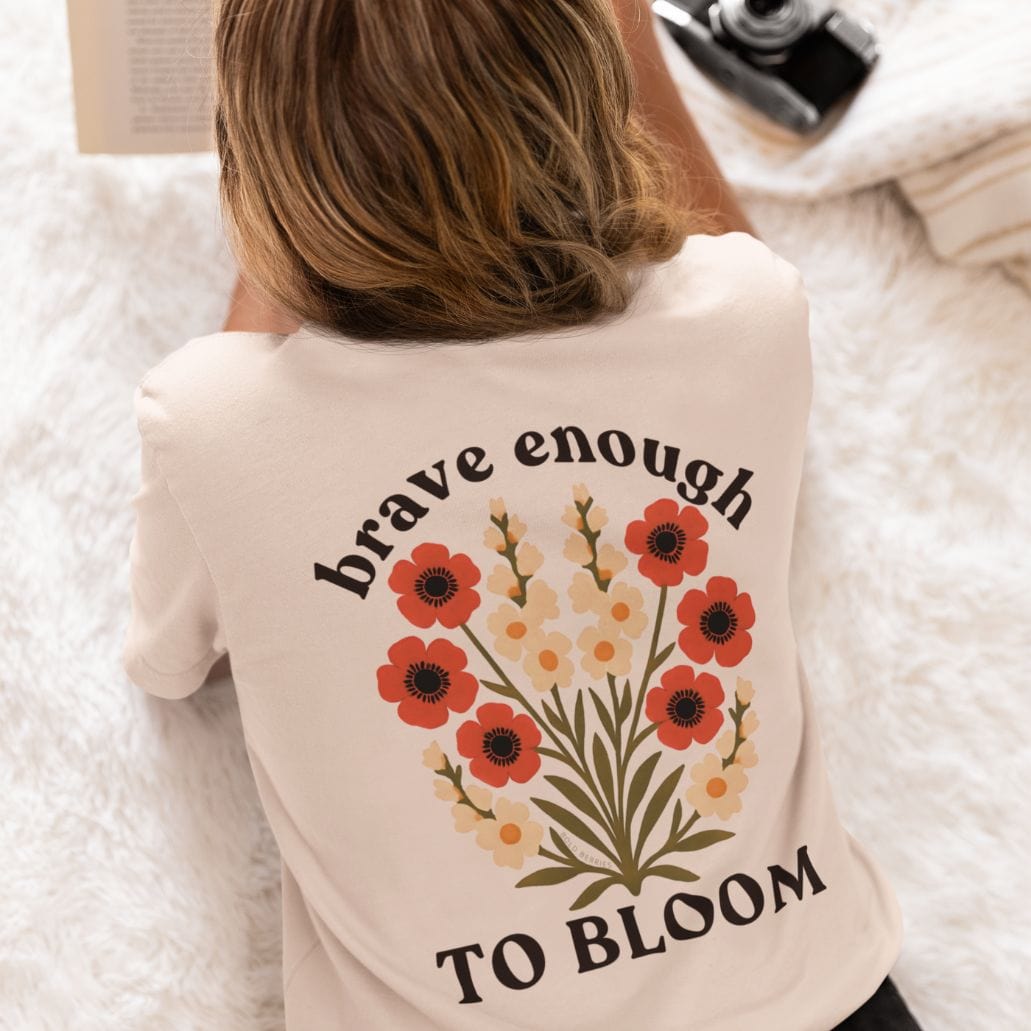 Brave Enough to Bloom - August – Gladiolus & Poppy - Adult T-Shirt