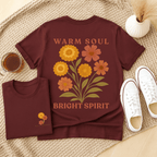 Warm Soul Bright Spirit - October – Marigold & Cosmos - Adult T-Shirt
