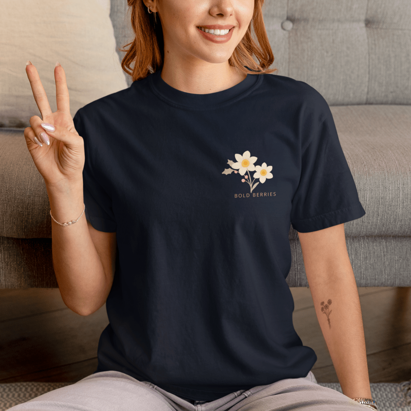 Shine Through All Seasons - December – Narcissus (Paperwhite) & Holly - Adult T-Shirt