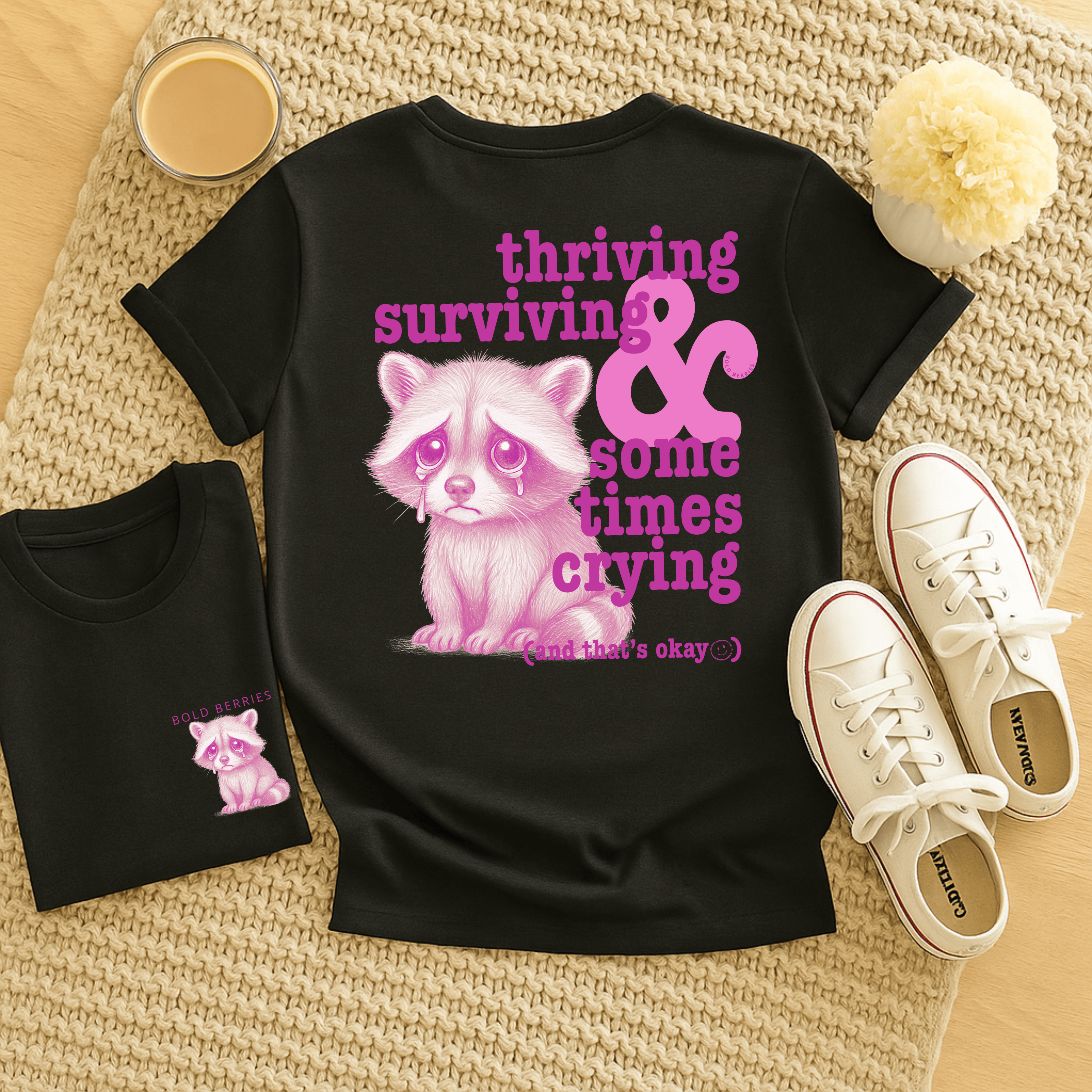 Thriving, Surviving & Sometimes Crying - Adult T-Shirt