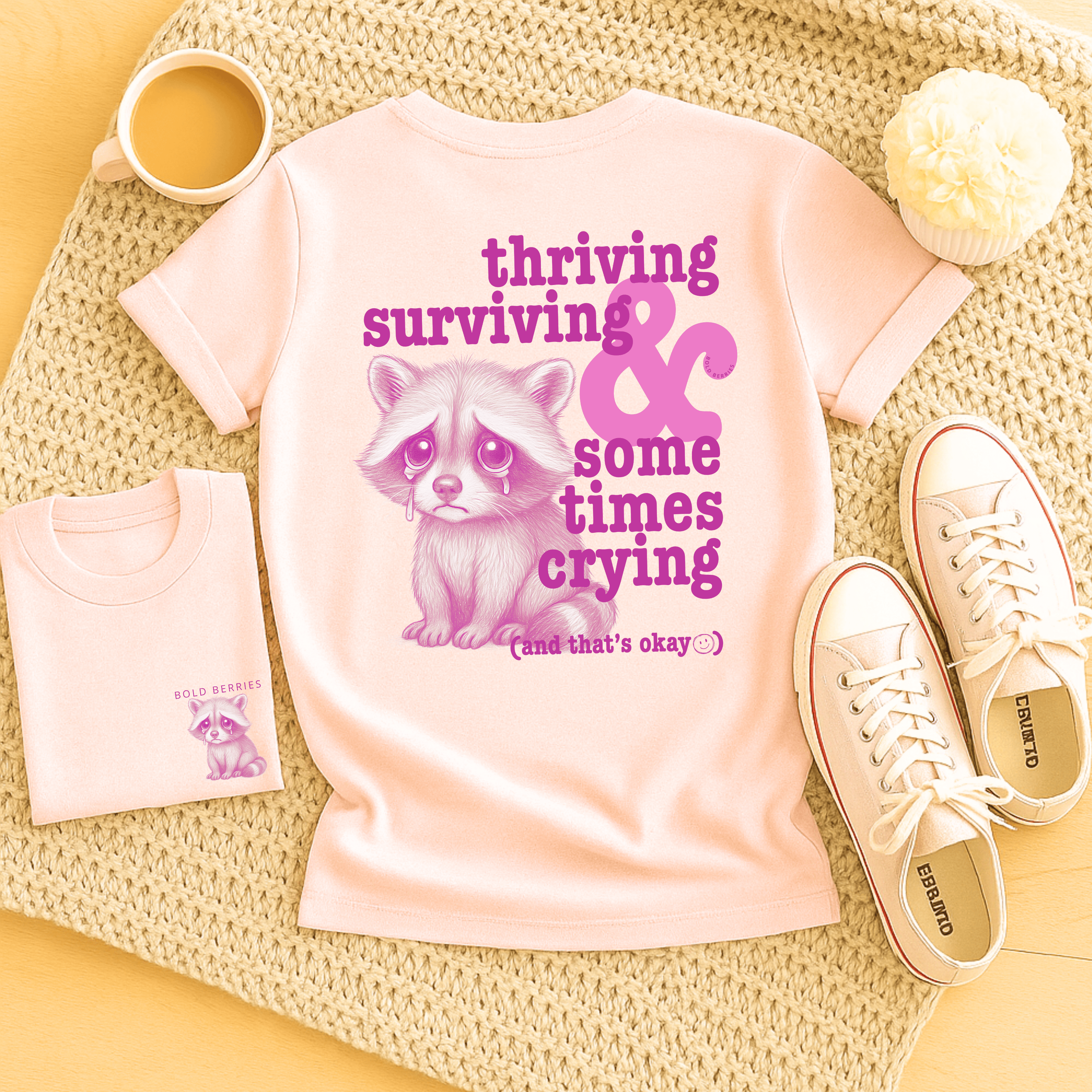 Thriving, Surviving & Sometimes Crying - Adult T-Shirt