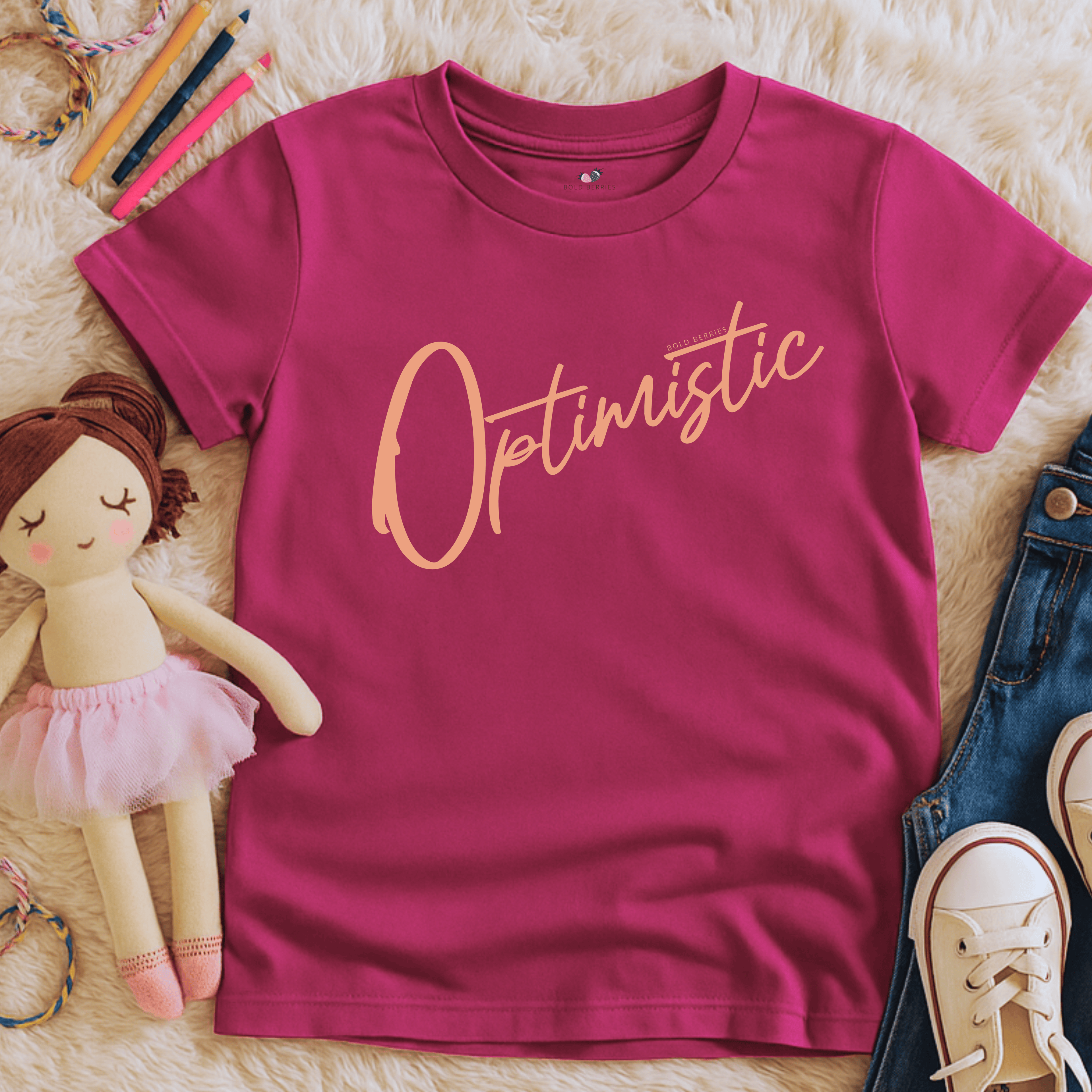 Optimistic Script - Kids T-shirt