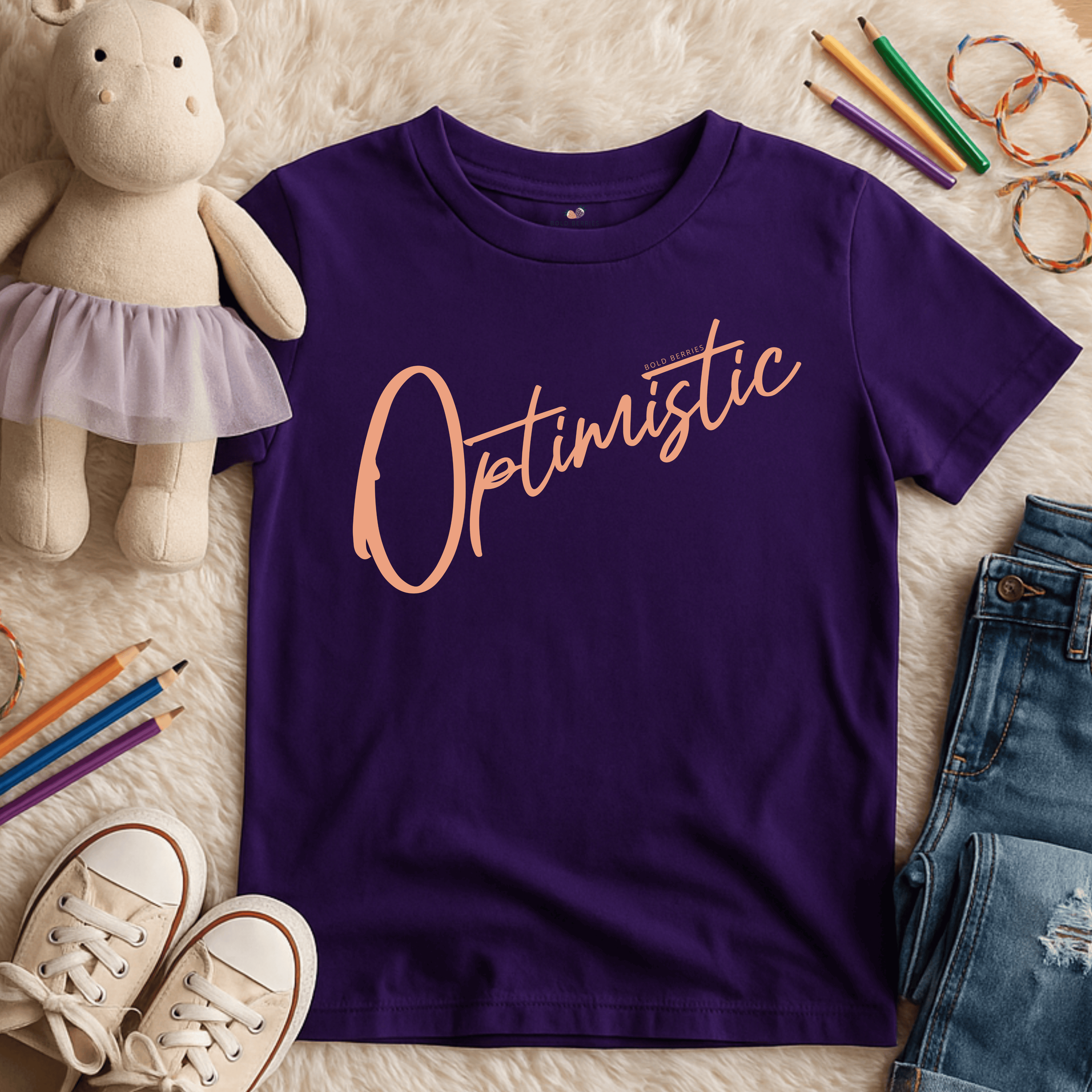 Optimistic Script - Kids T-shirt