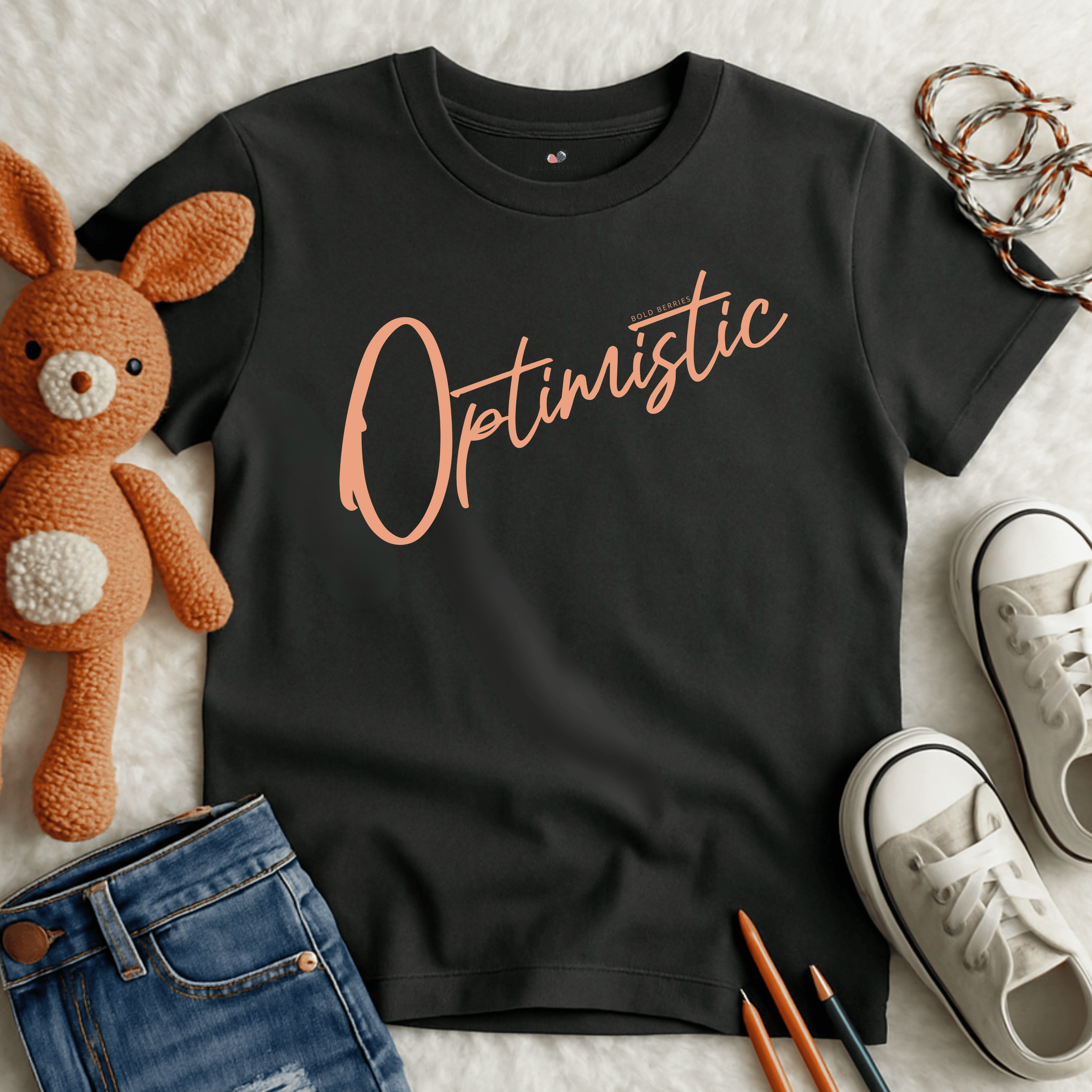 Optimistic Script - Kids T-shirt