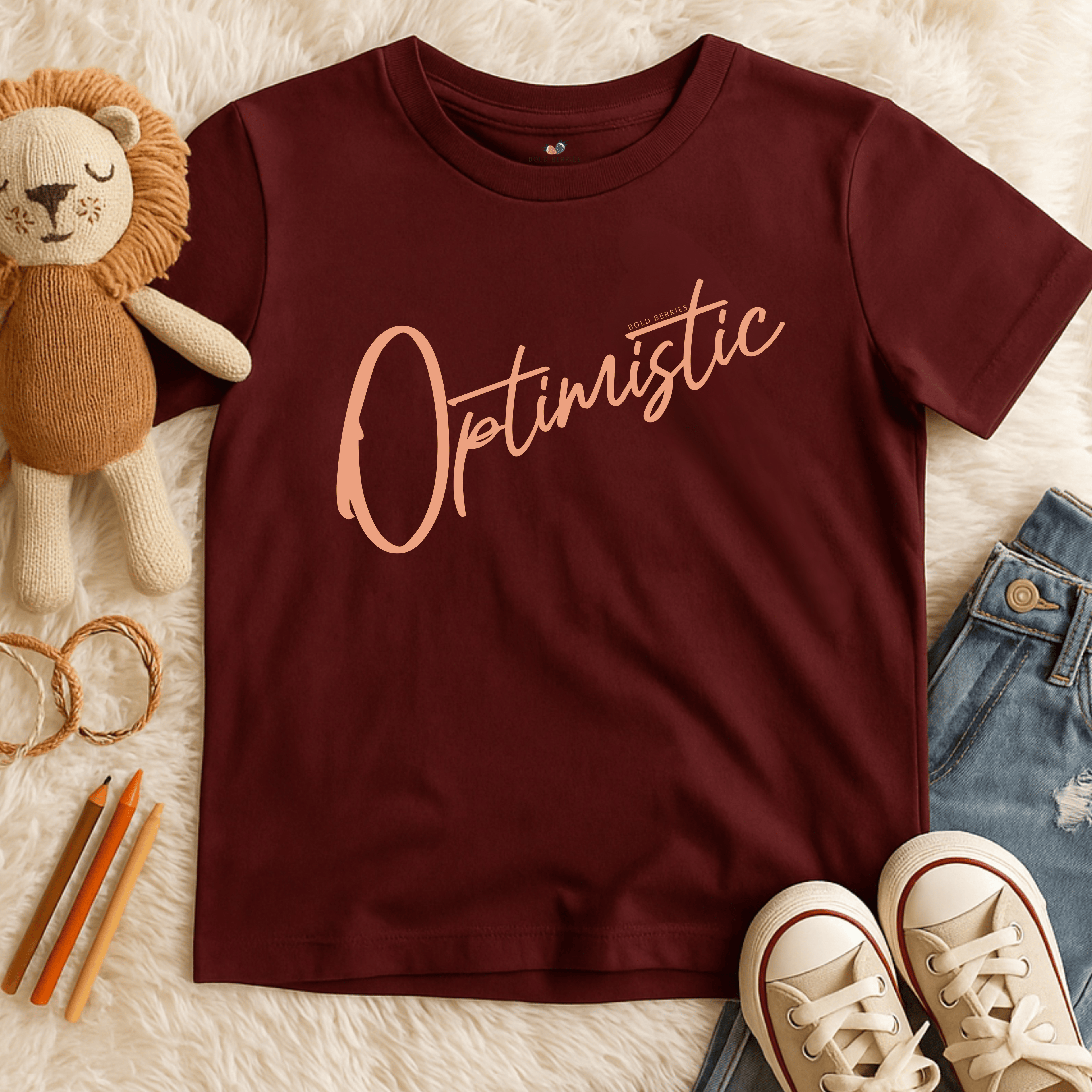 Optimistic Script - Kids T-shirt