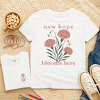 New Hope Blooms Here, January – Carnation & Snowdrop - Kids T-shirt