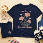 New Hope Blooms Here, January – Carnation & Snowdrop - Kids T-shirt
