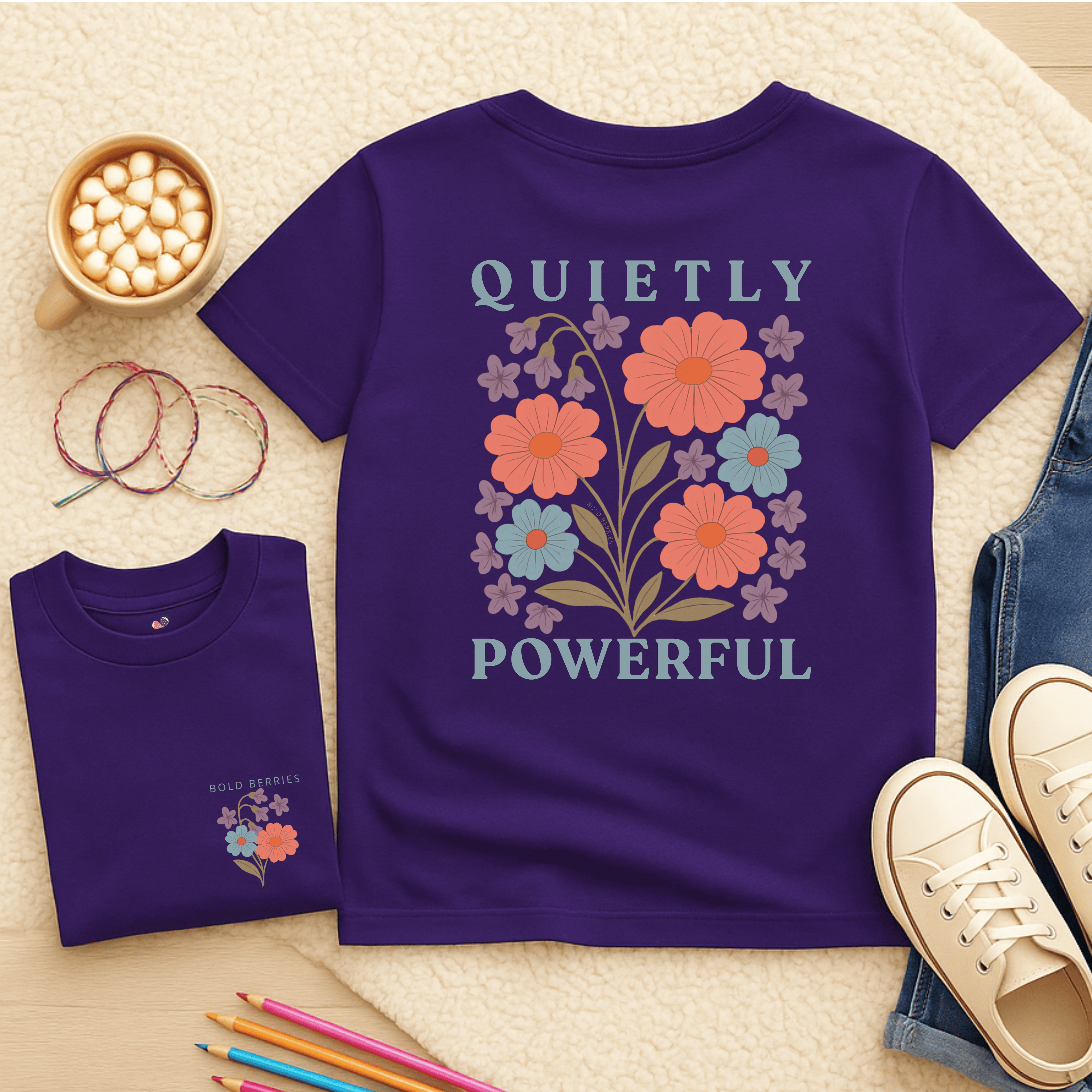 Quietly Powerful, February – Violet & Primrose - Kids T-shirt