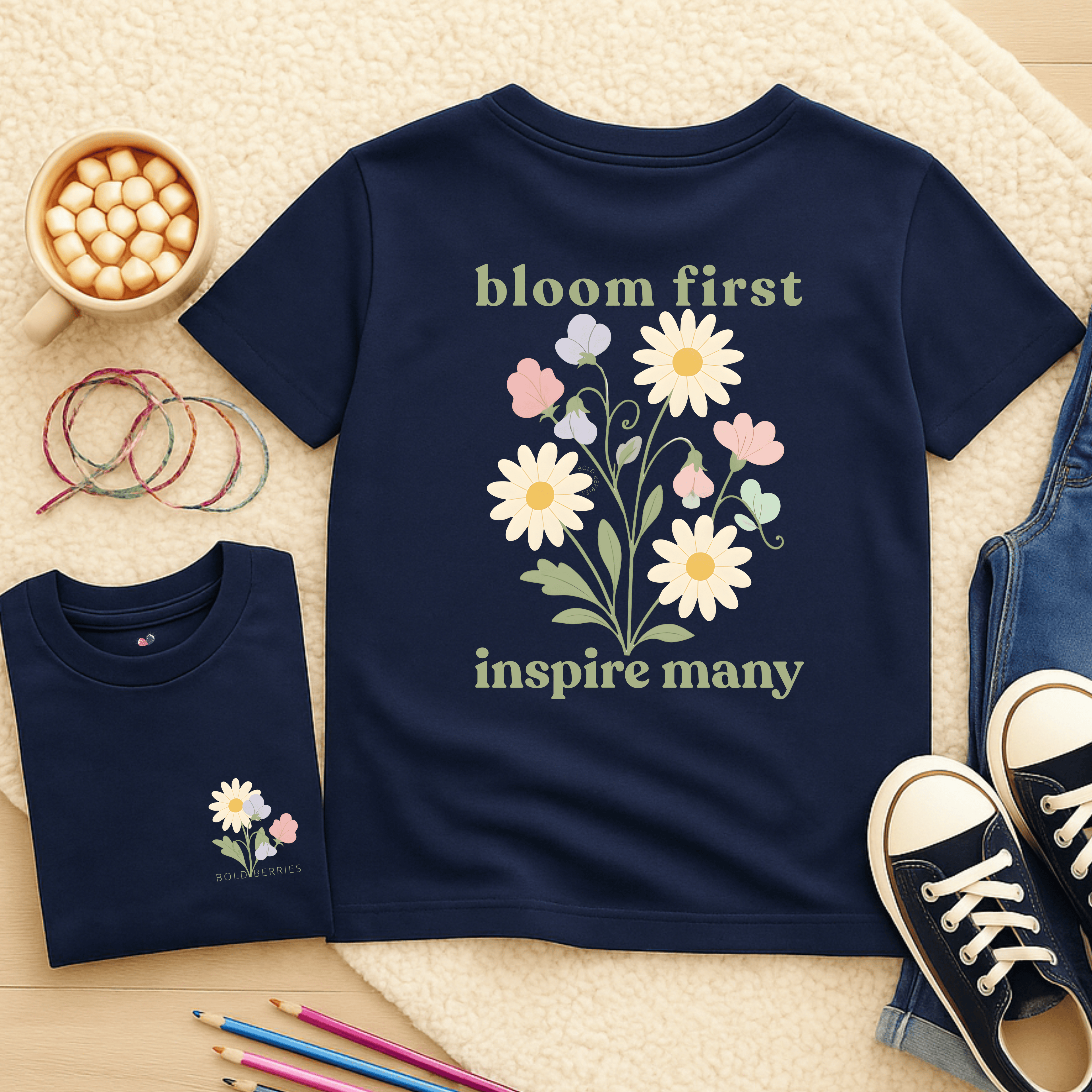 Bloom First Inspire Many - April – Daisy & Sweet Pea - Kids T-shirt