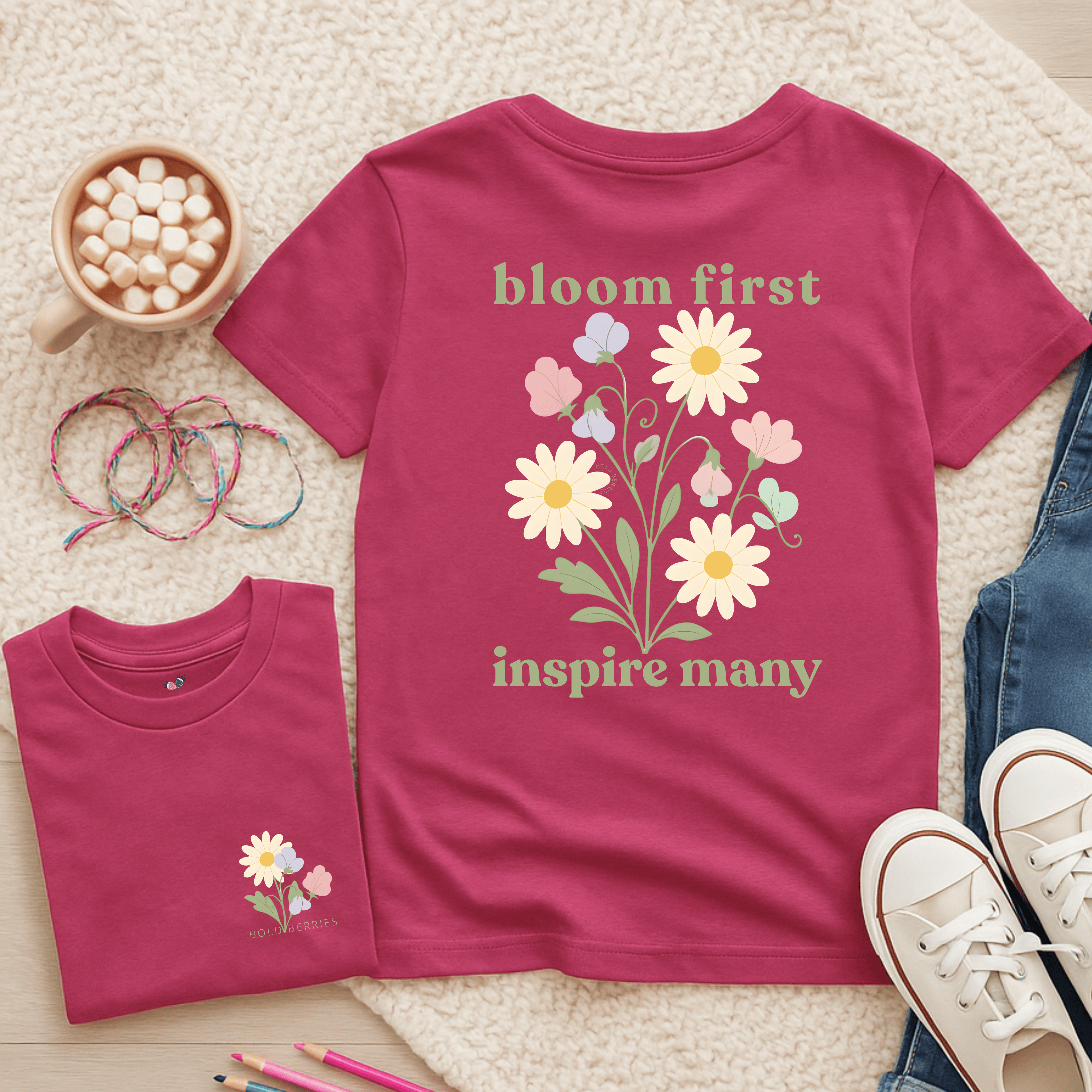Bloom First Inspire Many - April – Daisy & Sweet Pea - Kids T-shirt