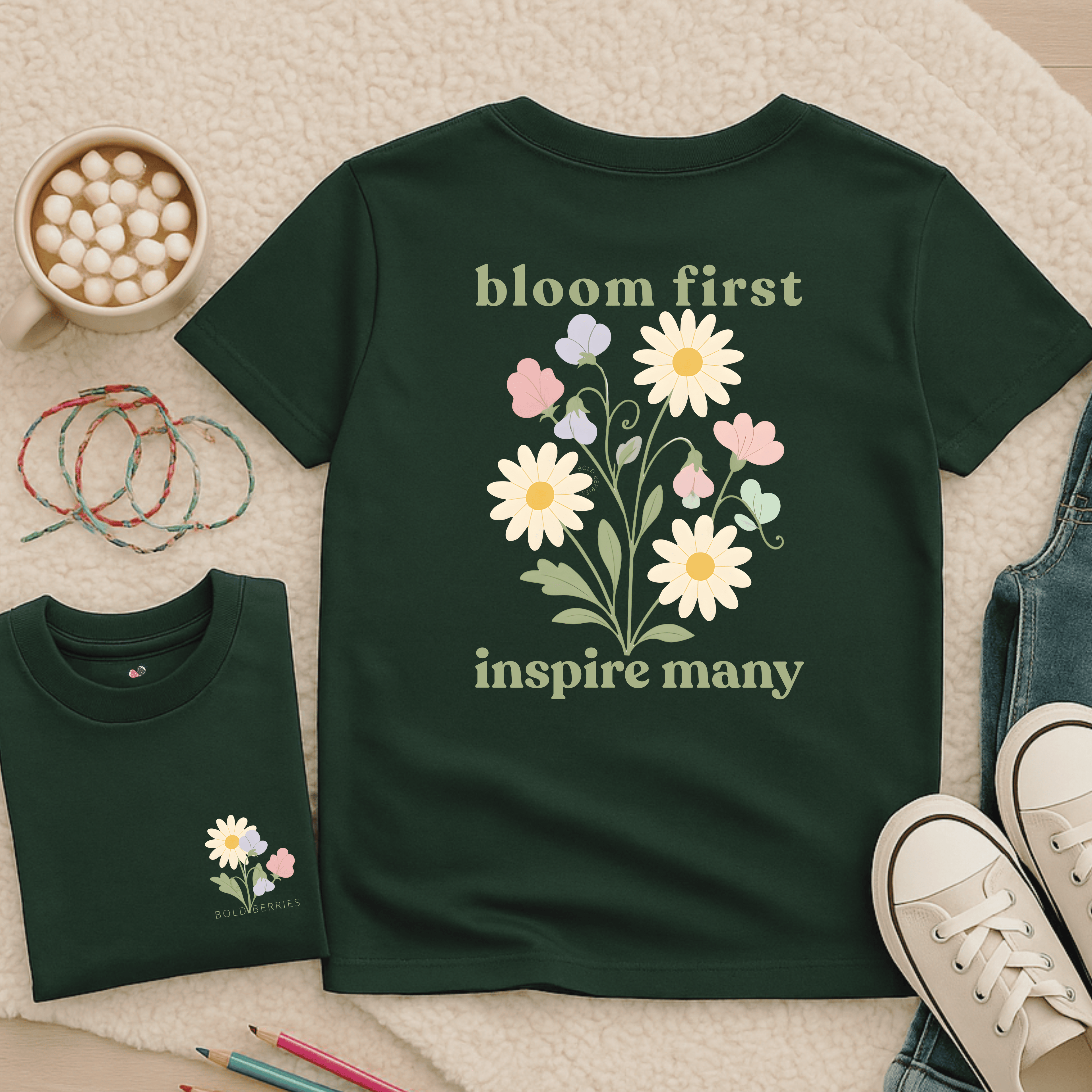 Bloom First Inspire Many - April – Daisy & Sweet Pea - Kids T-shirt