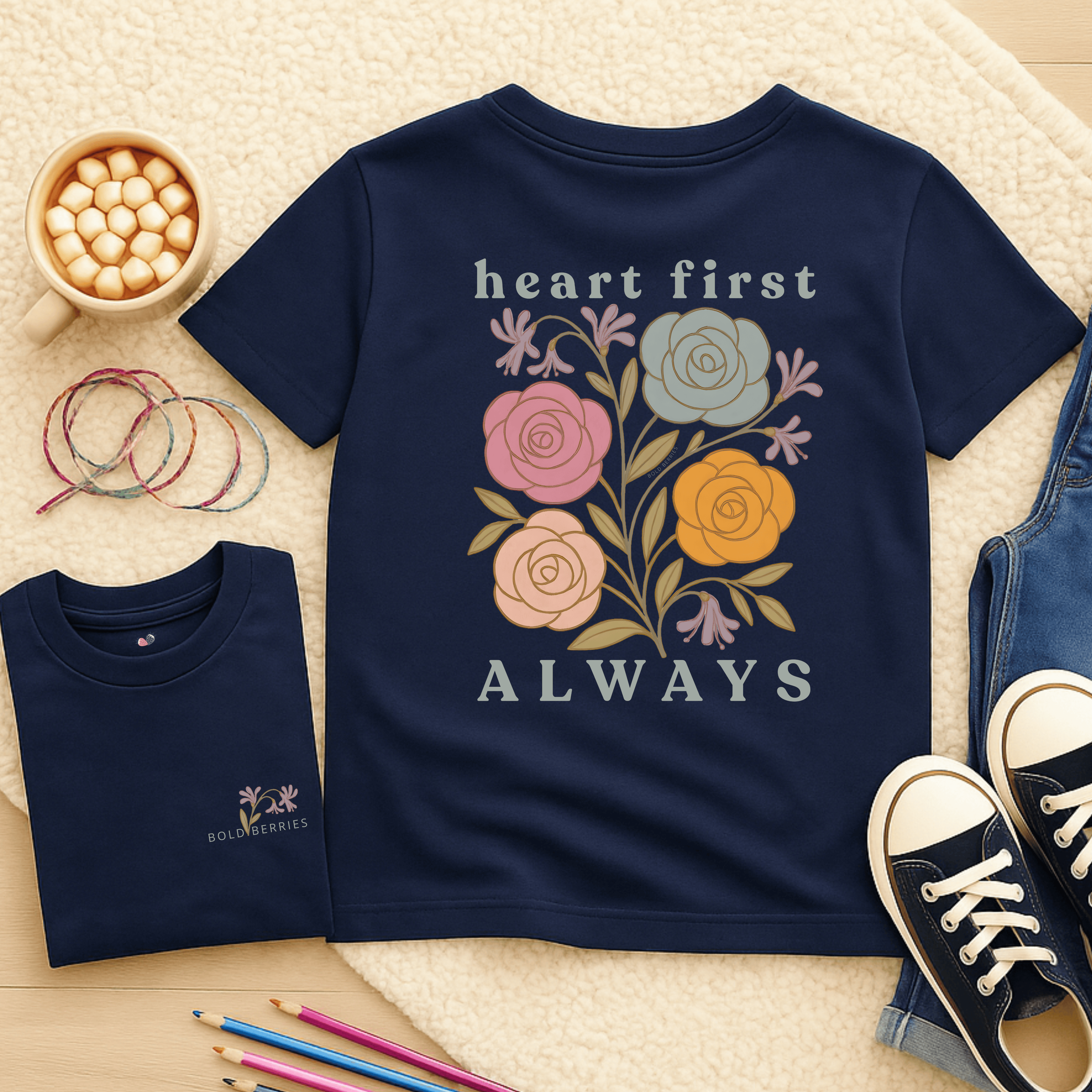 Heart First Always - June – Rose & Honeysuckle - Kids T-shirt