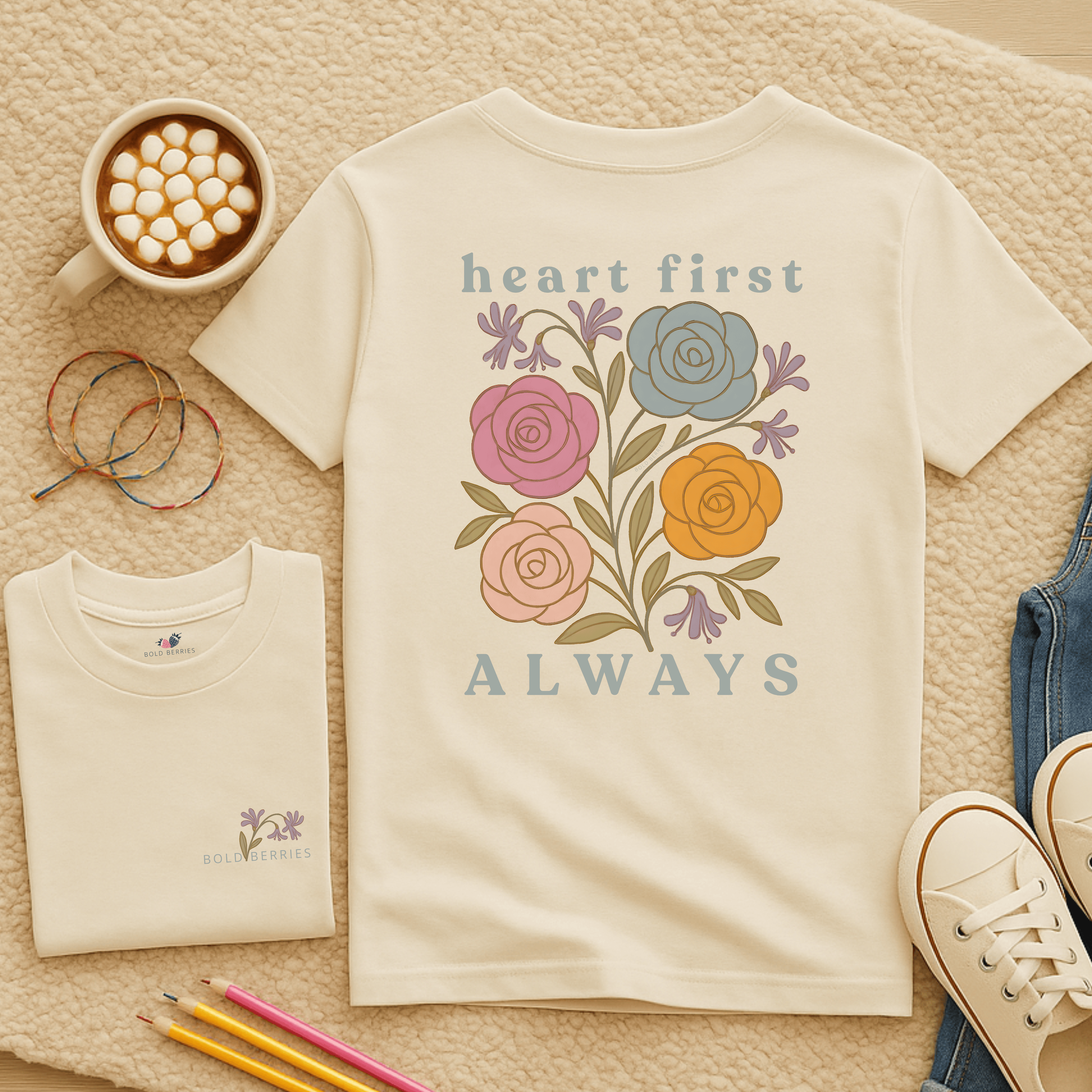Heart First Always - June – Rose & Honeysuckle - Kids T-shirt