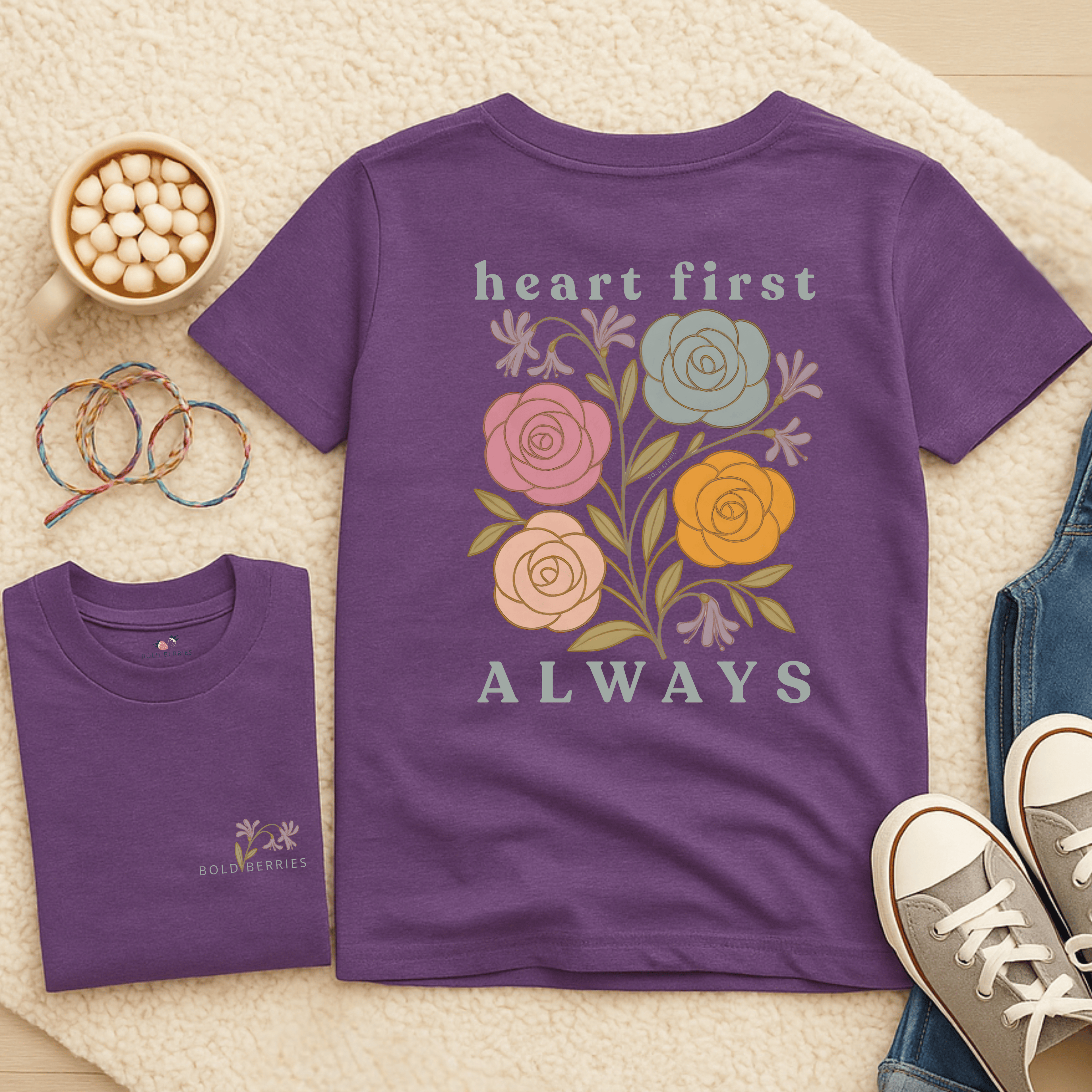 Heart First Always - June – Rose & Honeysuckle - Kids T-shirt