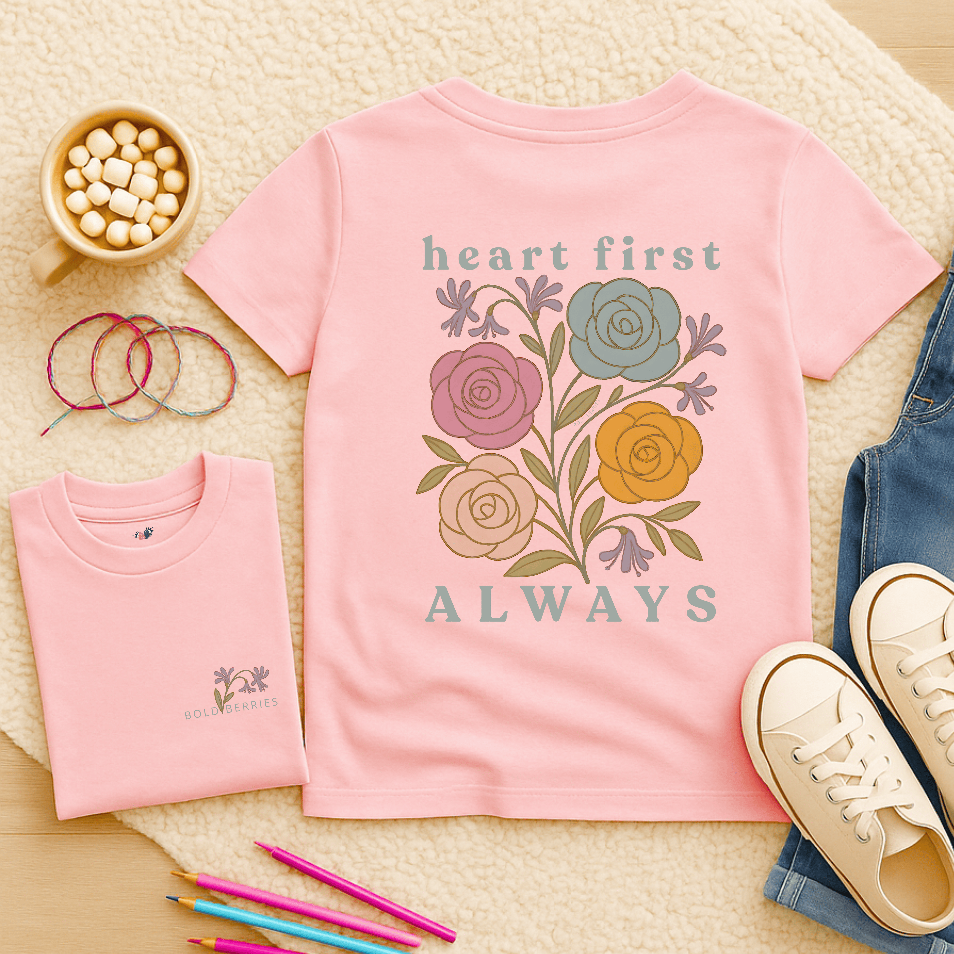Heart First Always - June – Rose & Honeysuckle - Kids T-shirt