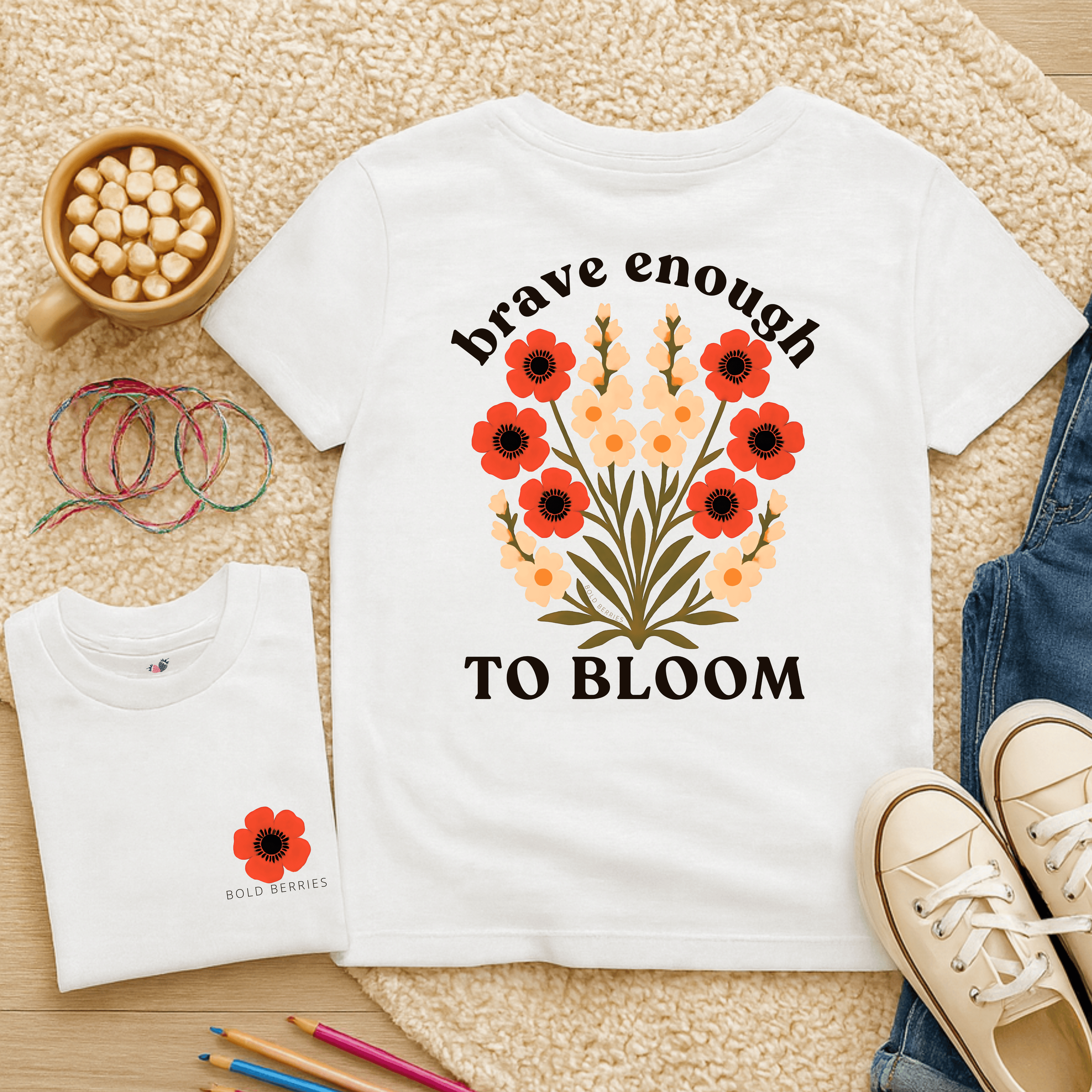 Brave Enough to Bloom - August – Gladiolus & Poppy  - Kids T-shirt