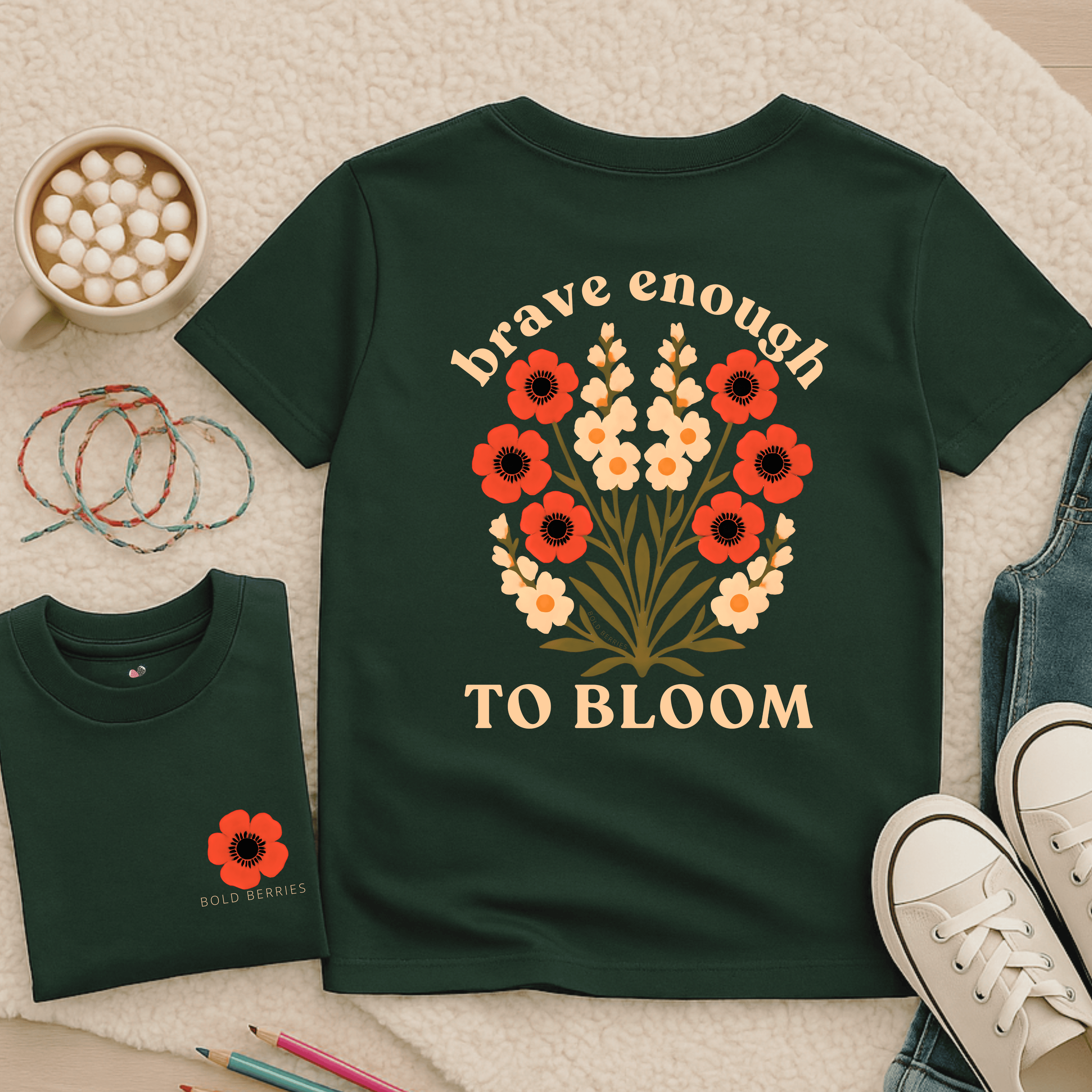 Brave Enough to Bloom - August – Gladiolus & Poppy  - Kids T-shirt