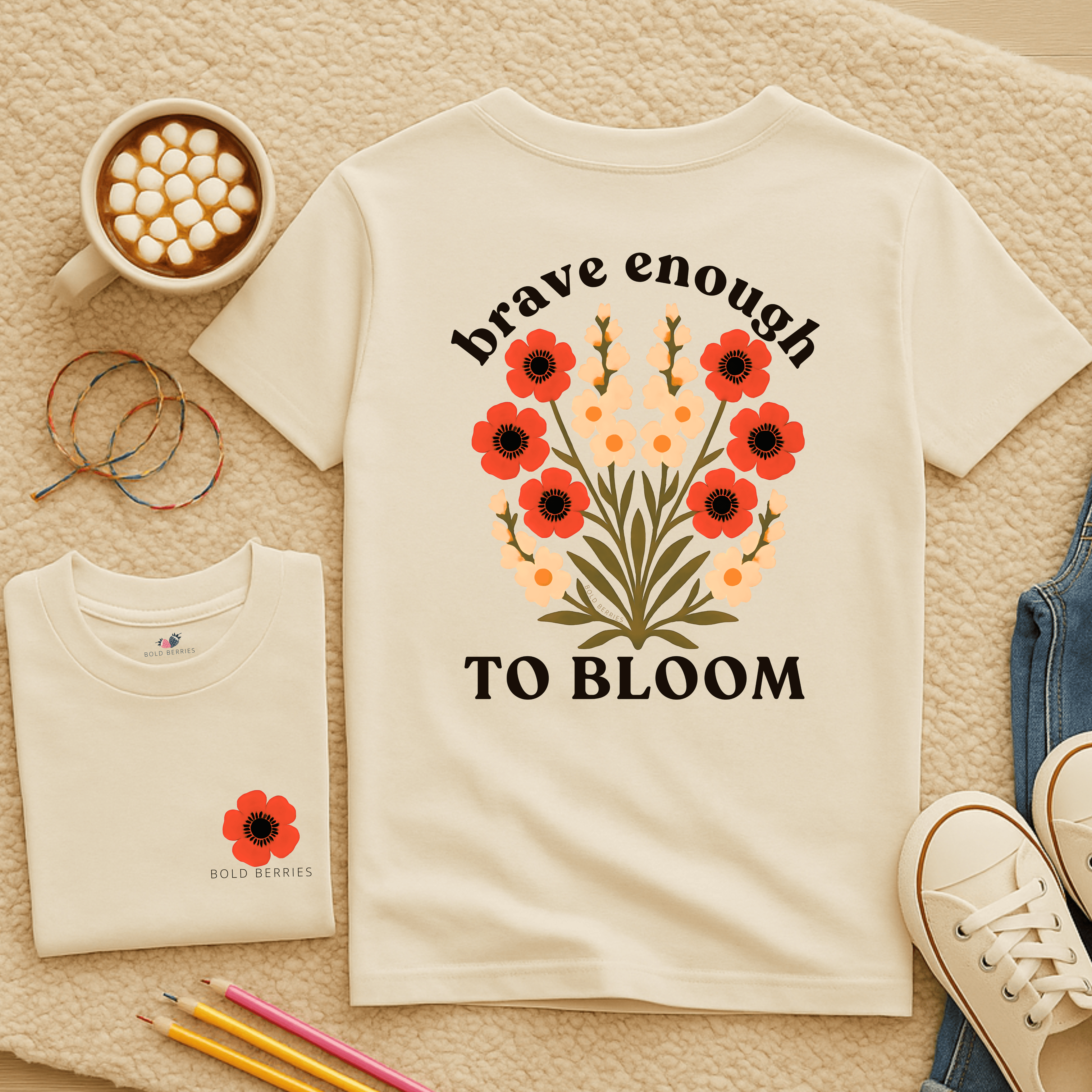 Brave Enough to Bloom - August – Gladiolus & Poppy  - Kids T-shirt