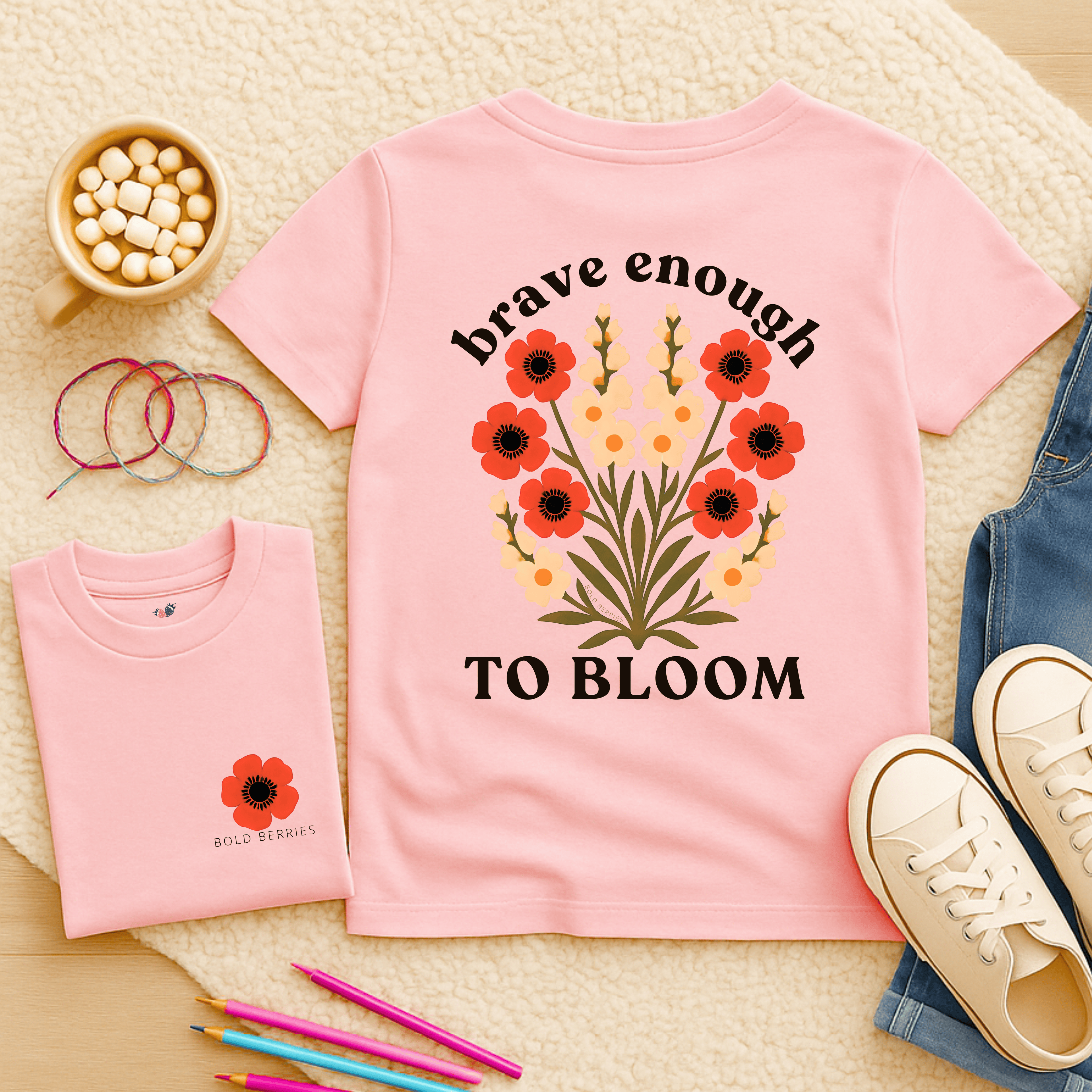 Brave Enough to Bloom - August – Gladiolus & Poppy  - Kids T-shirt
