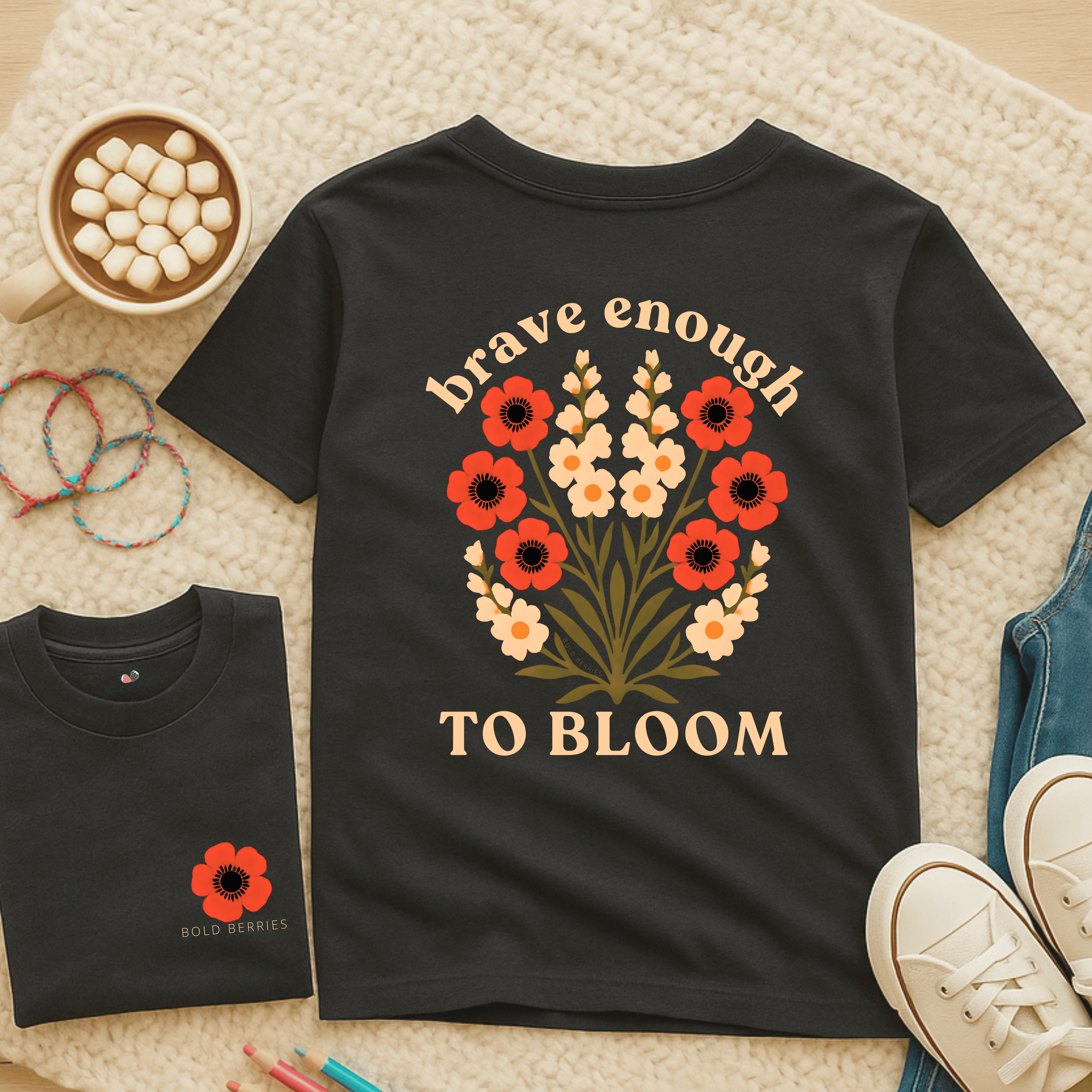 Brave Enough to Bloom - August – Gladiolus & Poppy  - Kids T-shirt