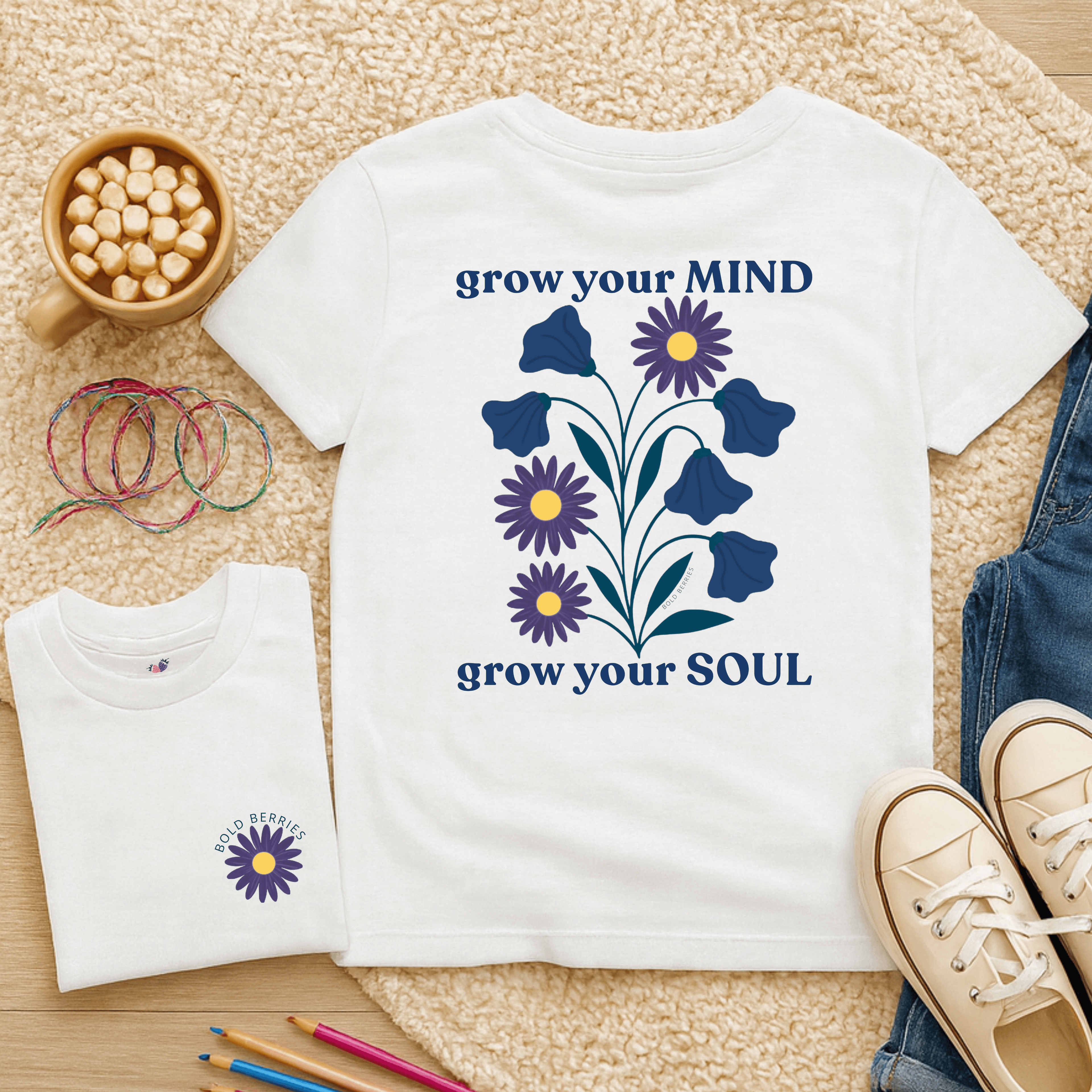 Grow Your Mind - September – Aster & Morning Glory - Kids T-shirt