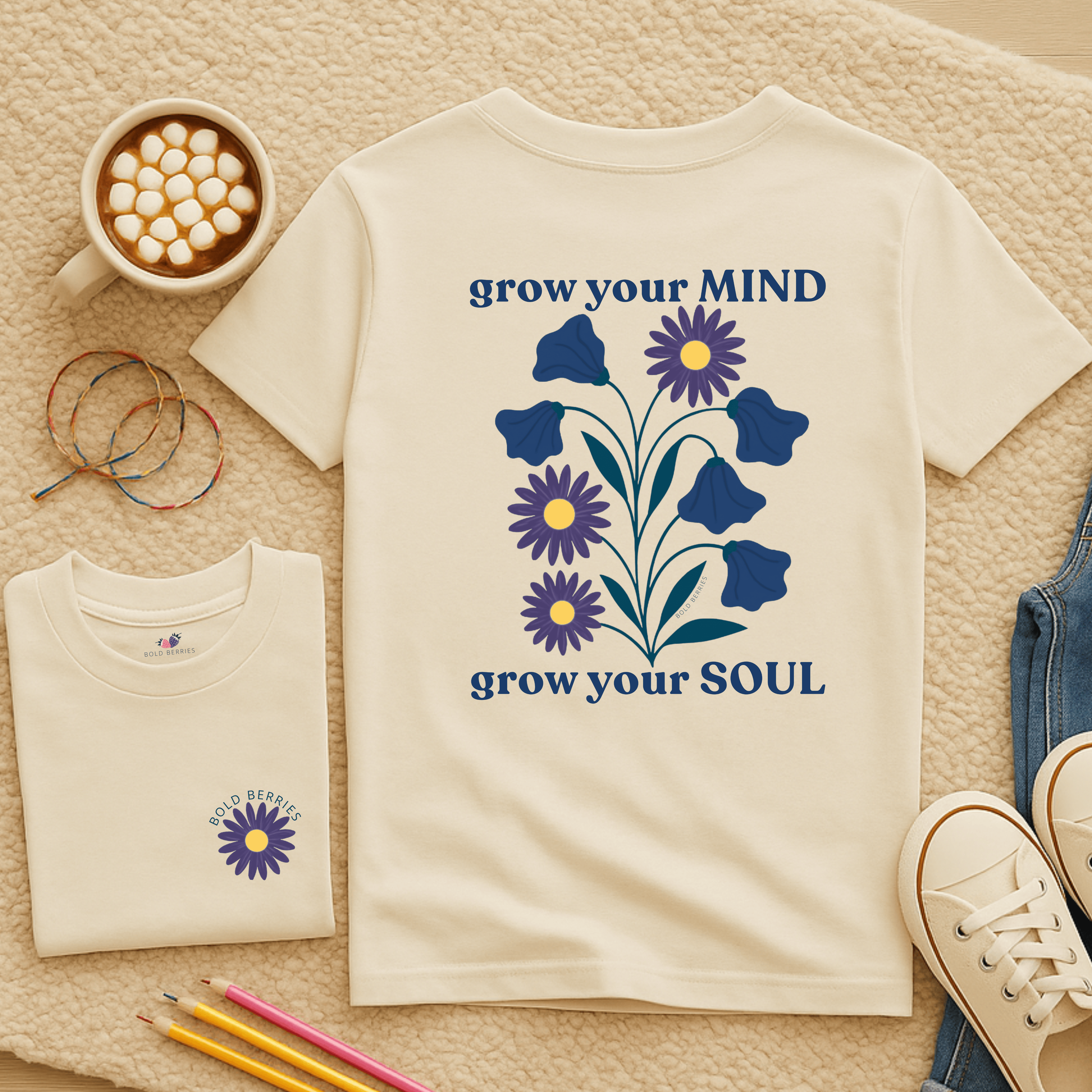 Grow Your Mind - September – Aster & Morning Glory - Kids T-shirt
