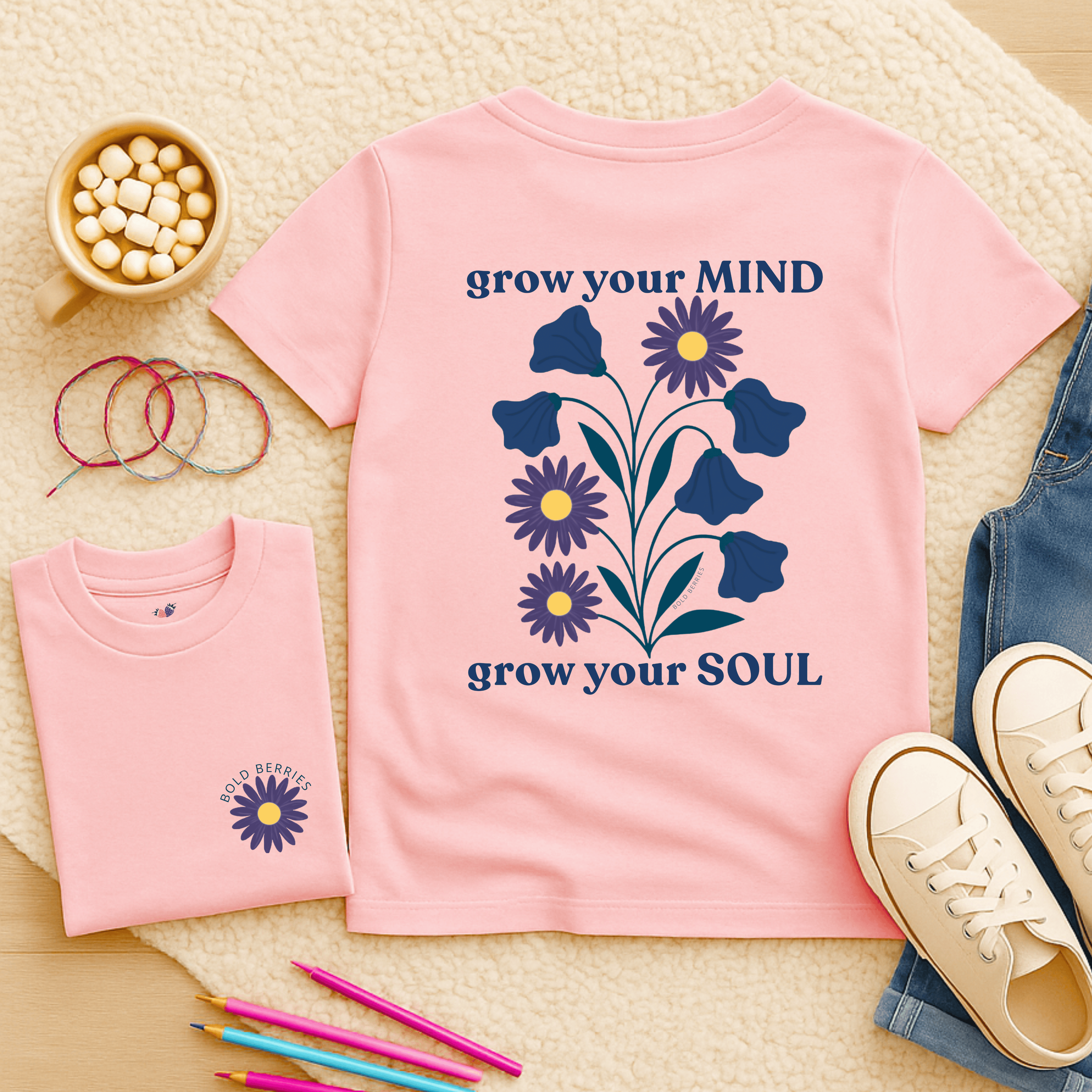 Grow Your Mind - September – Aster & Morning Glory - Kids T-shirt