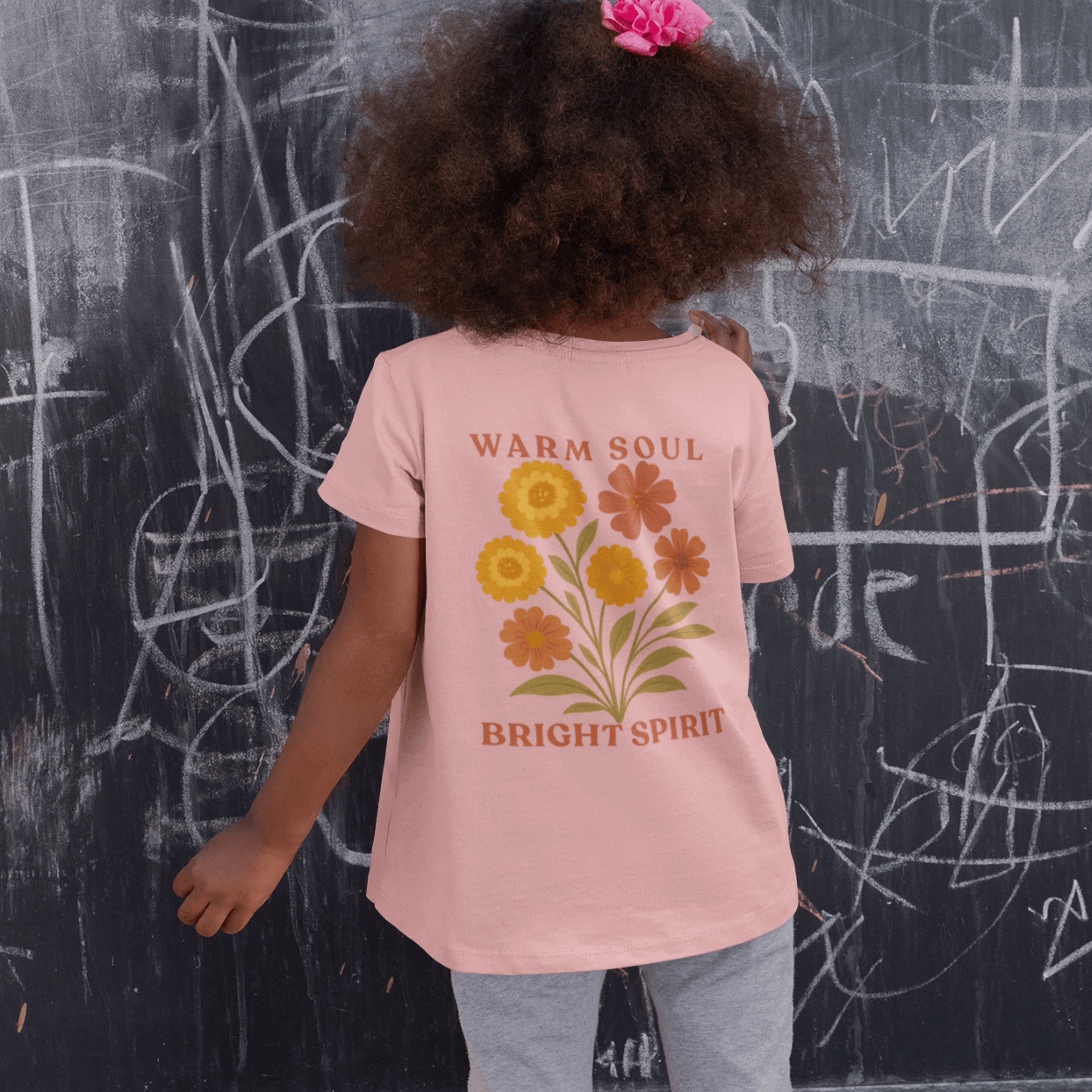 Warm Soul Bright Spirit - October – Marigold & Cosmos - Kids T-shirt