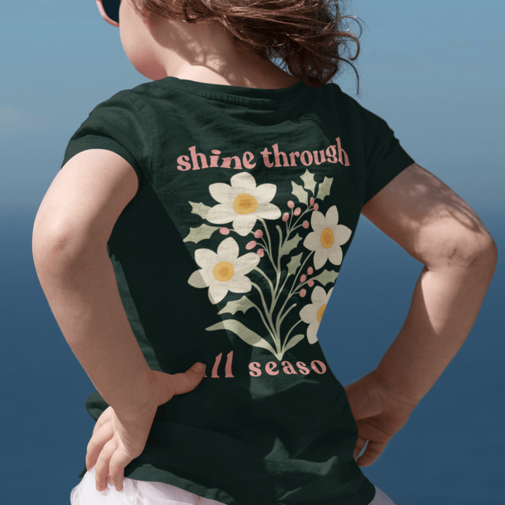 Shine Through All Seasons - December – Narcissus (Paperwhite) & Holly - Kids T-shirt