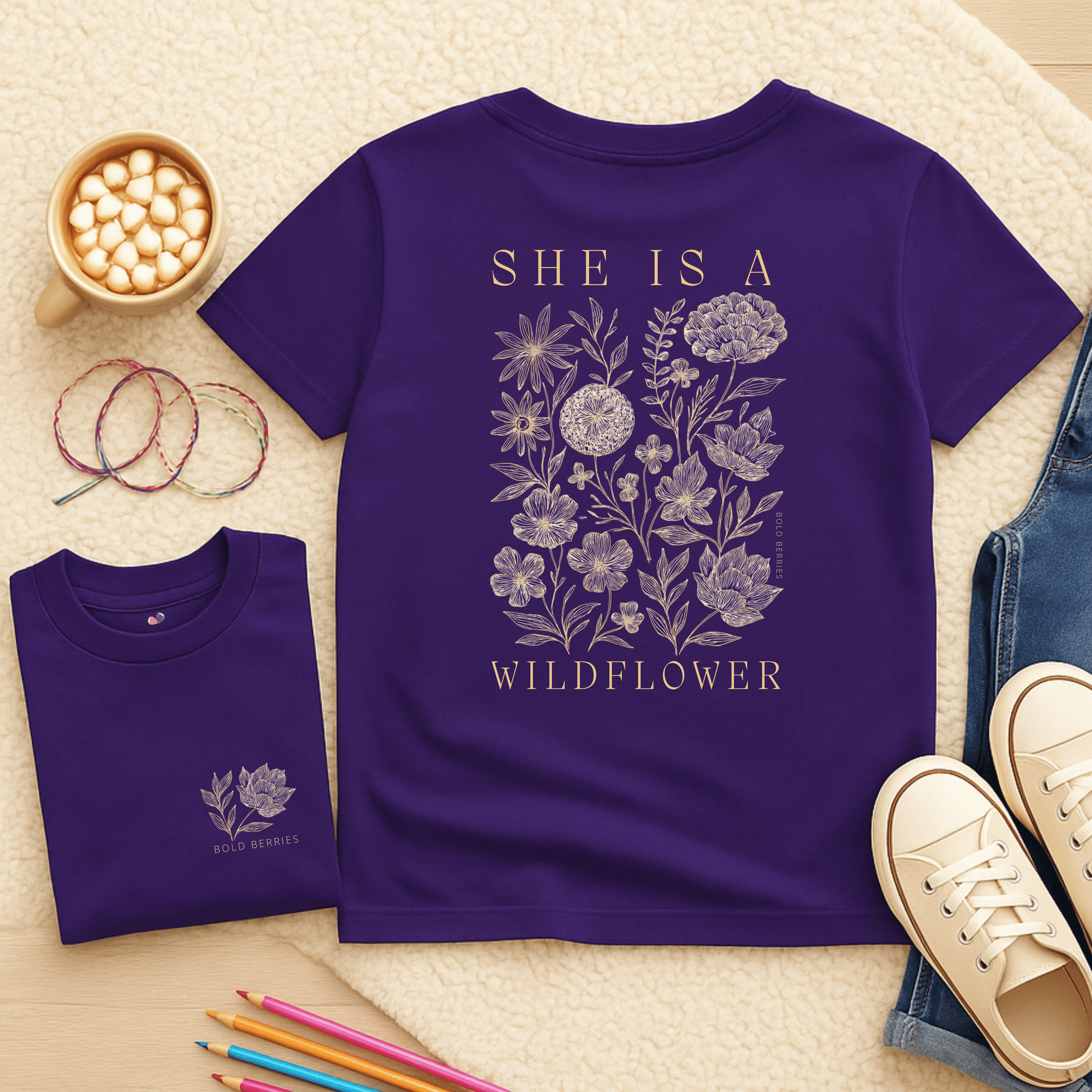She Is a Wildflower - Kids T-shirt