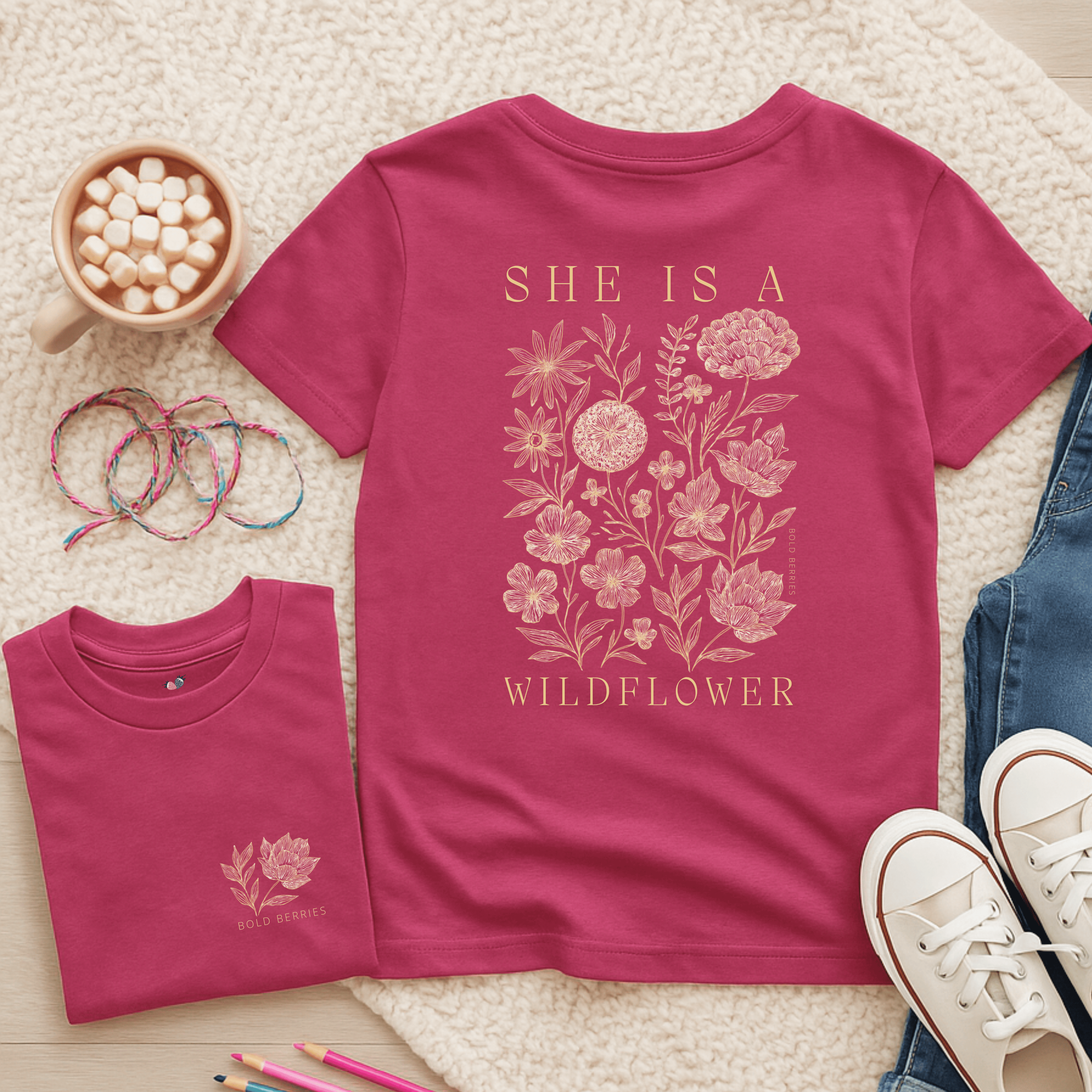 She Is a Wildflower - Kids T-shirt