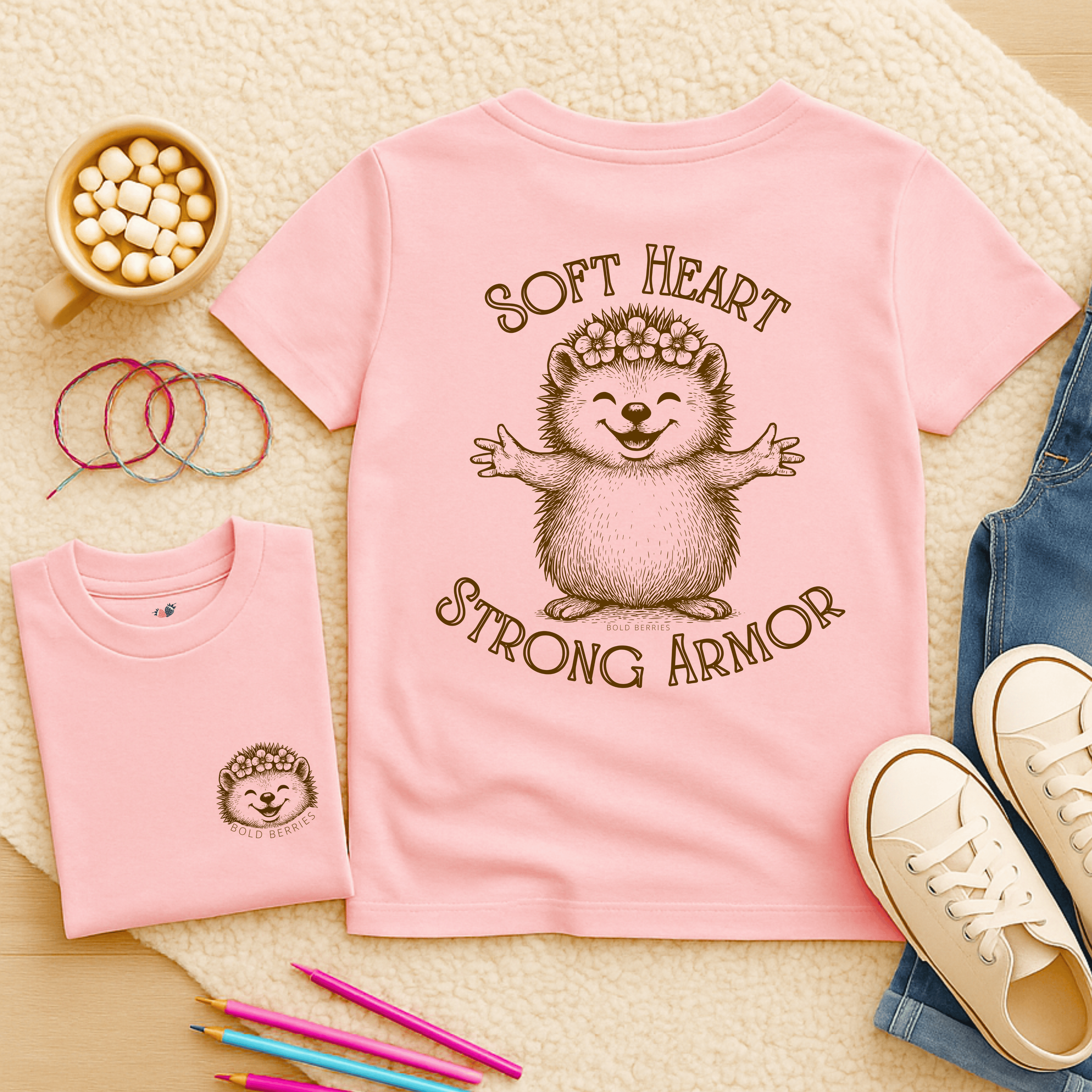 Soft Heart Strong Armor- Kids T-shirt