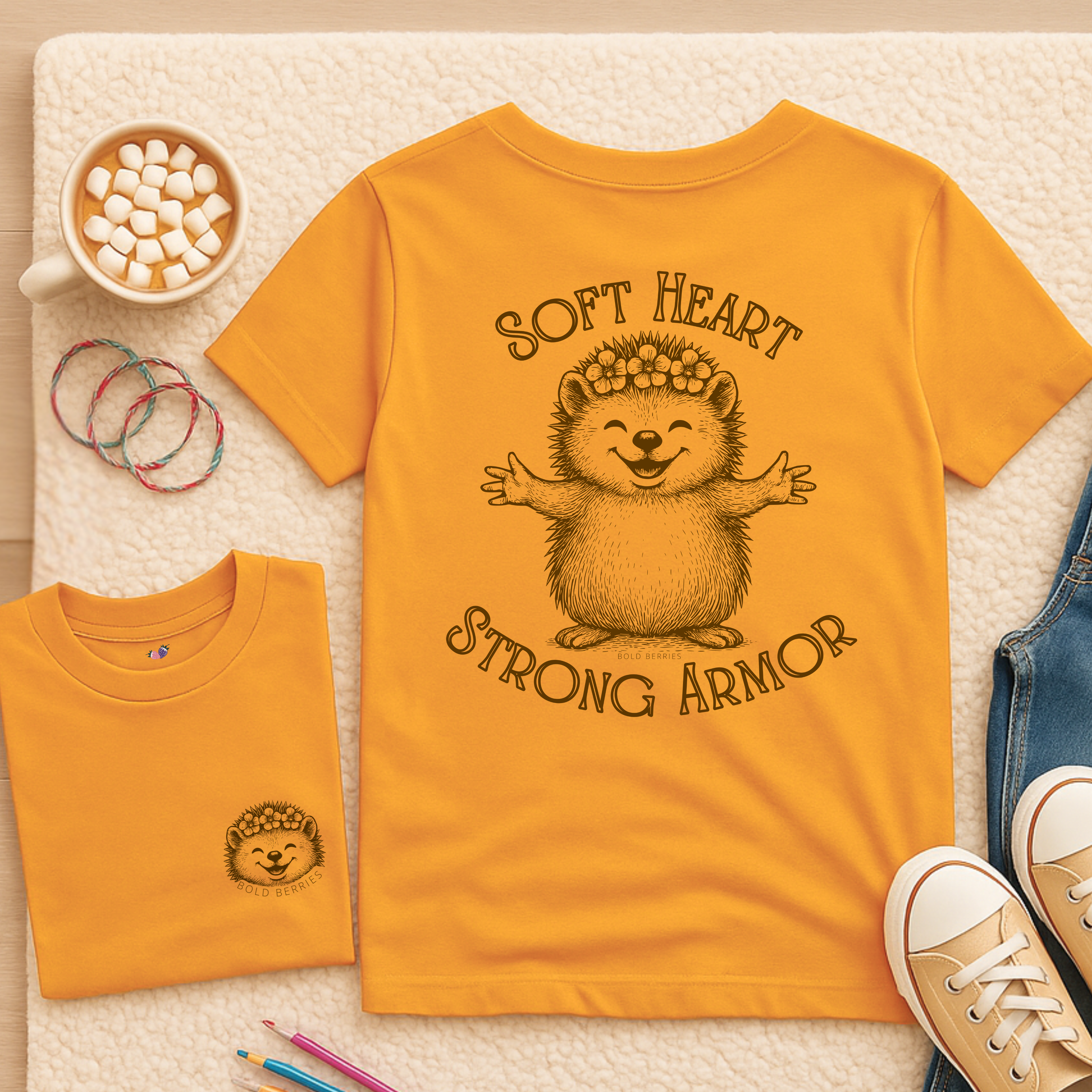 Soft Heart Strong Armor- Kids T-shirt