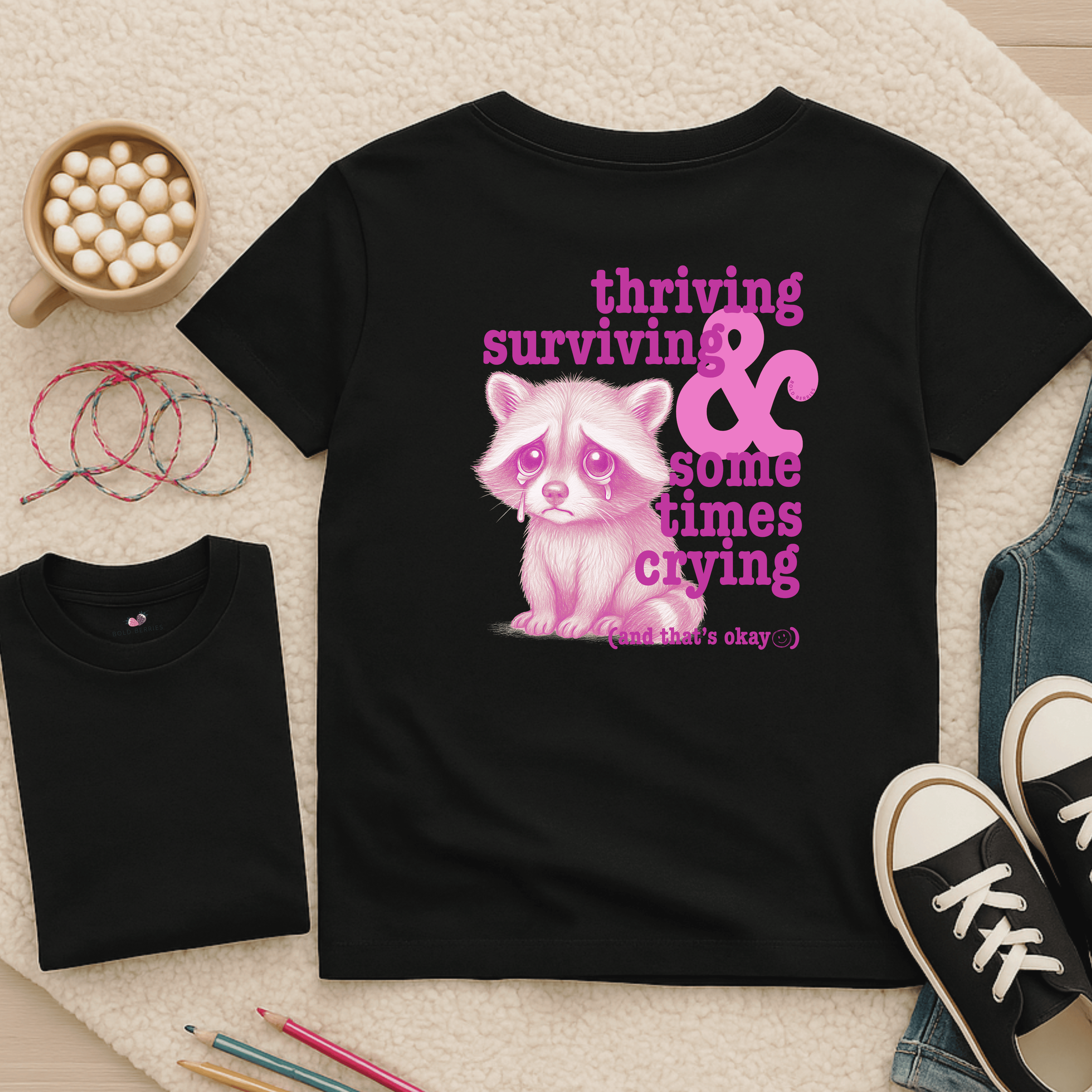 Thriving, Surviving & Sometimes Crying - Kids T-shirt