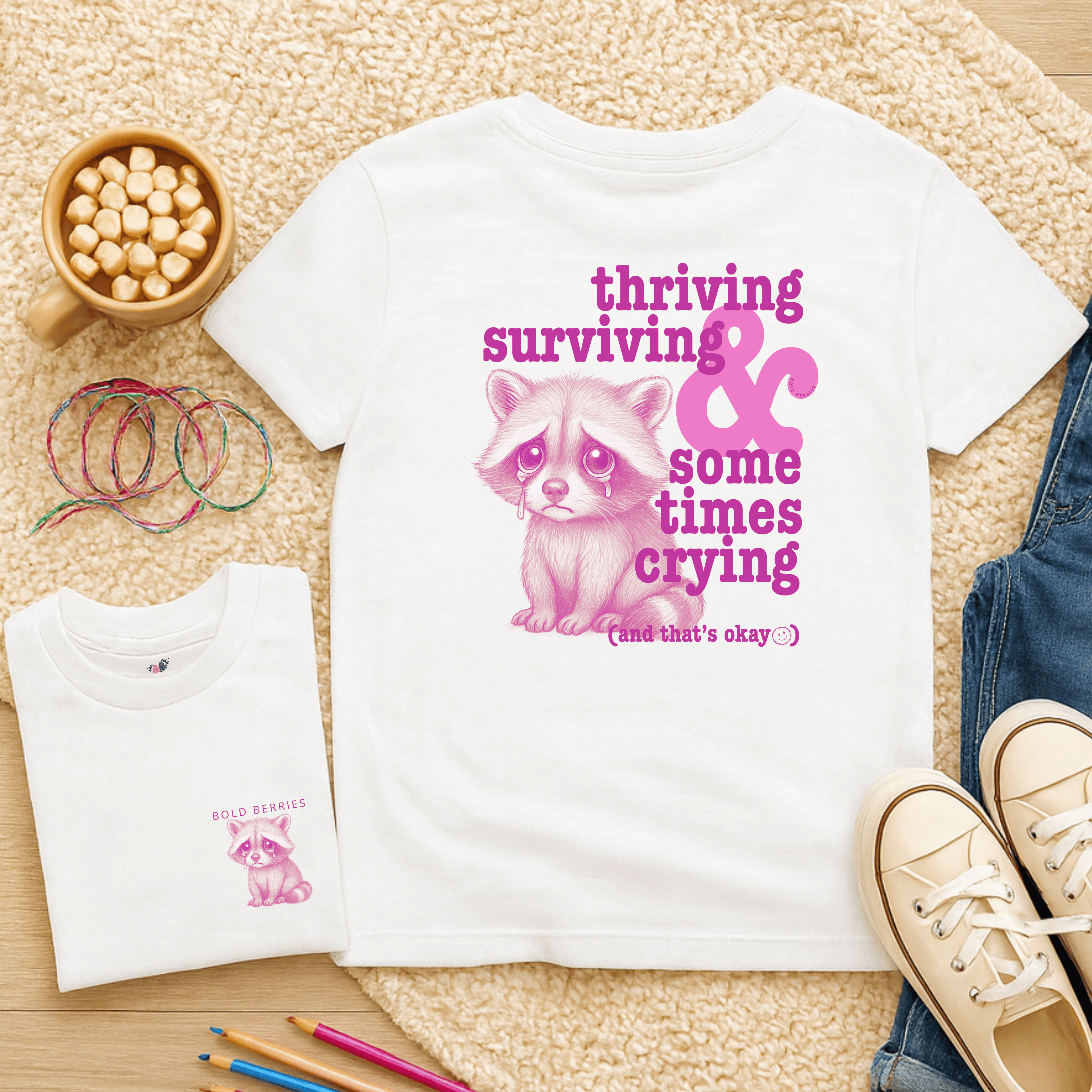 Thriving, Surviving & Sometimes Crying - Kids T-shirt