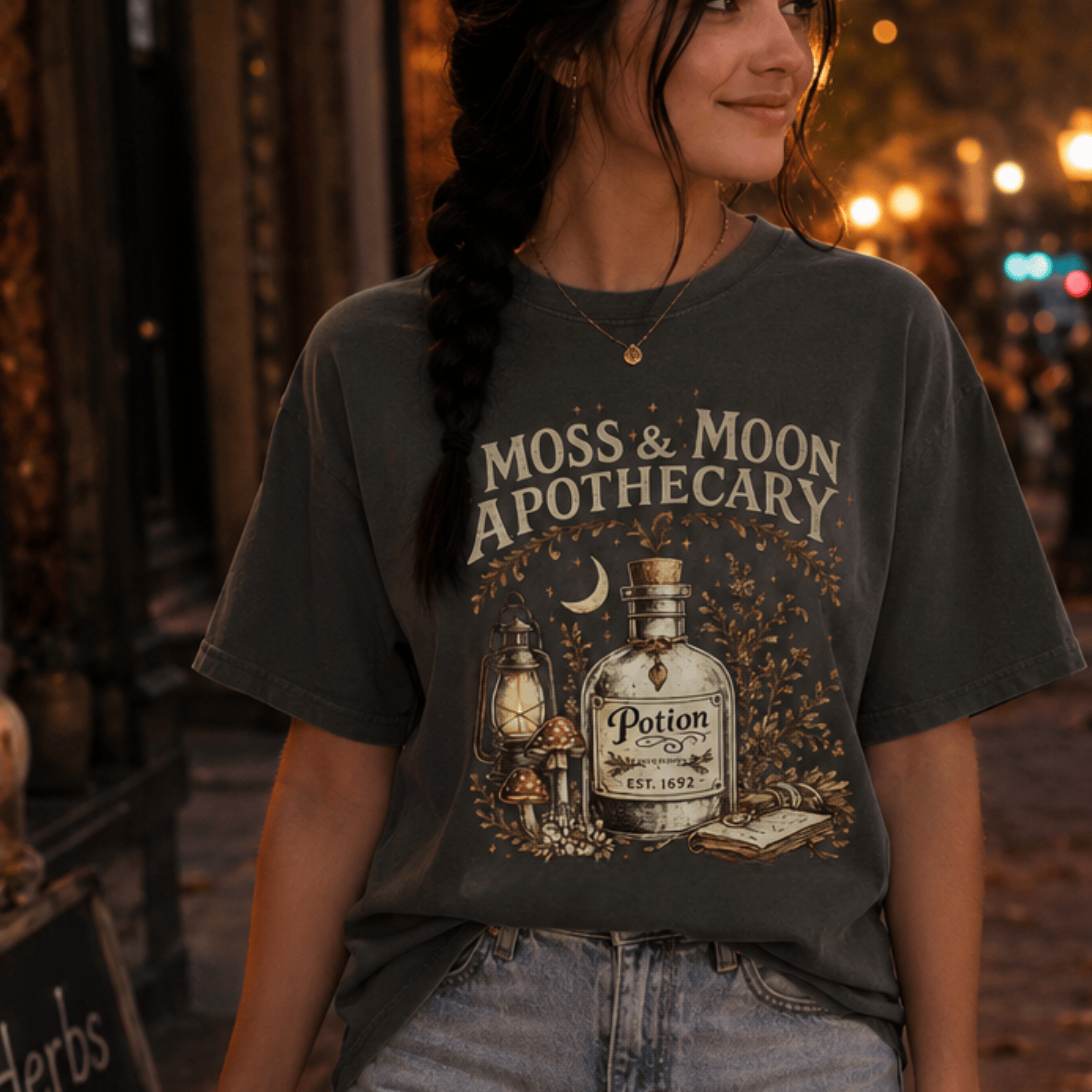 Moss & Moon Apothecary Vintage Herbal T-Shirt Design