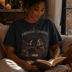 Midnight Library T-Shirt — "Midnight Library Society" Vintage Bookish Tee