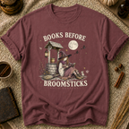 Books Before Broomsticks T-Shirt — Witchy Reading Graphic Tee
