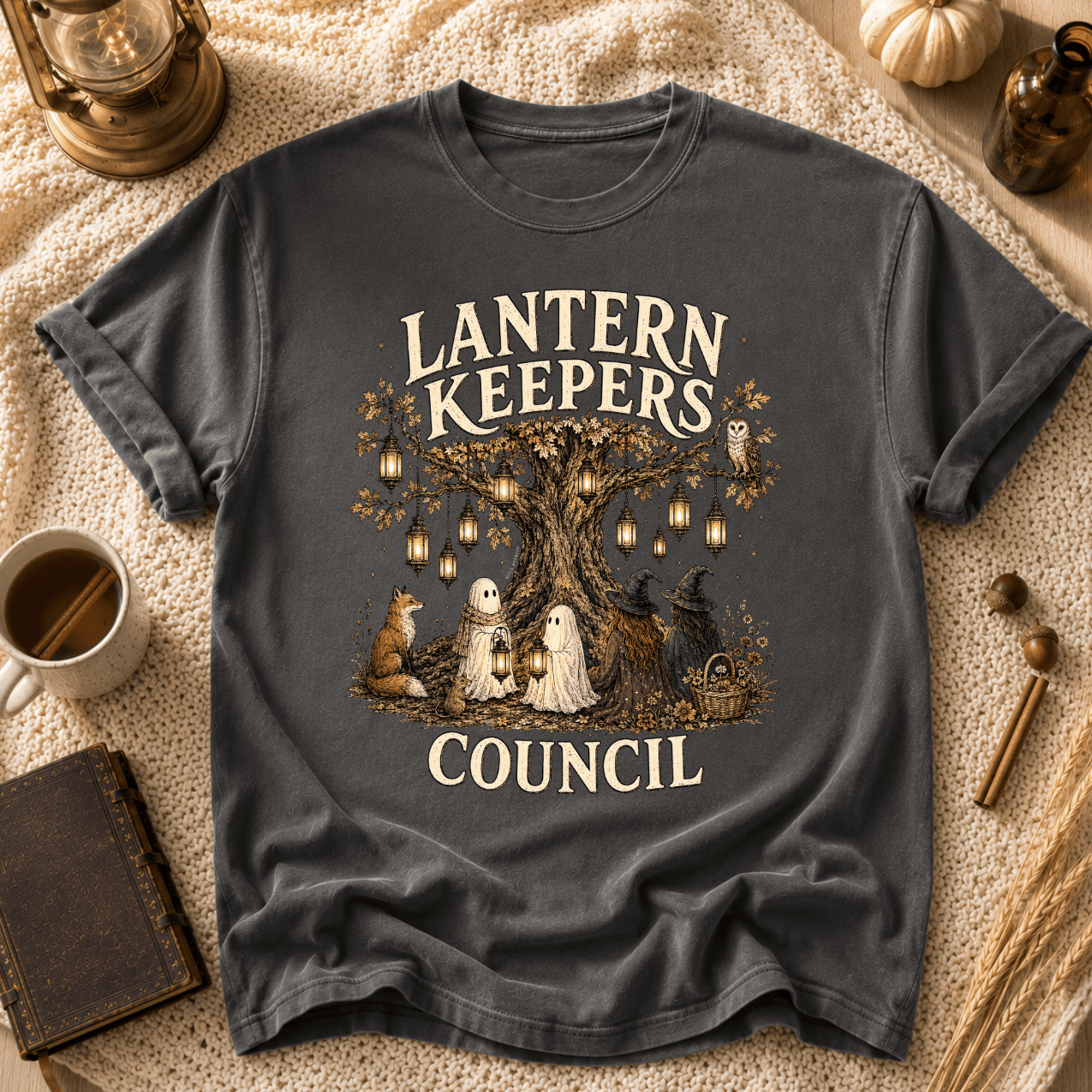 Lantern Keepers Council T-Shirt — Whimsical Halloween Woodland Animal Tee