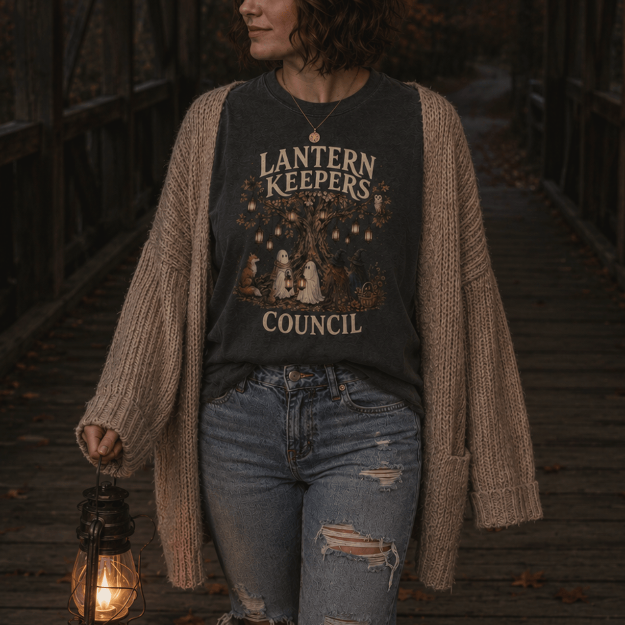 Lantern Keepers Council T-Shirt — Whimsical Halloween Woodland Animal Tee