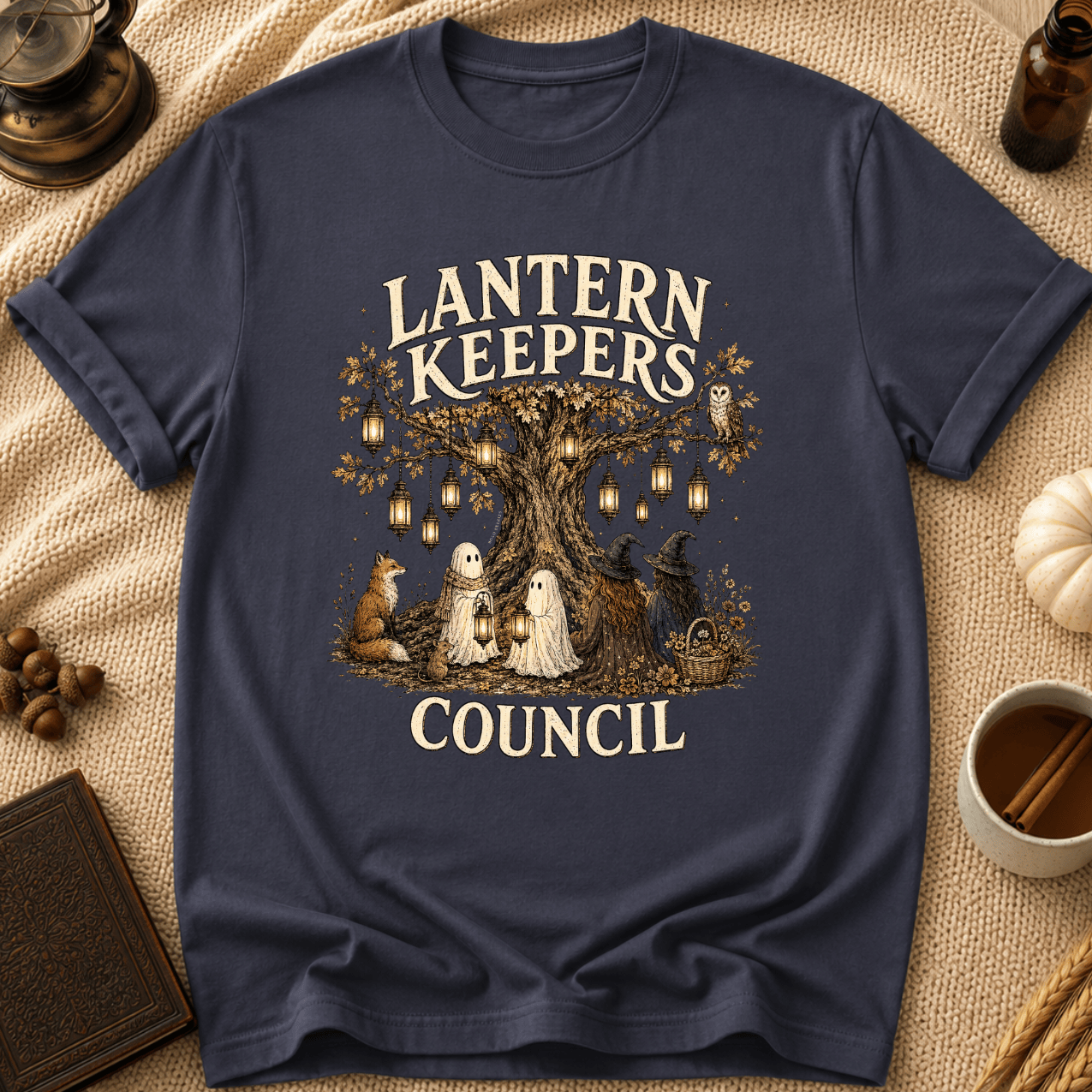 Lantern Keepers Council T-Shirt — Whimsical Halloween Woodland Animal Tee