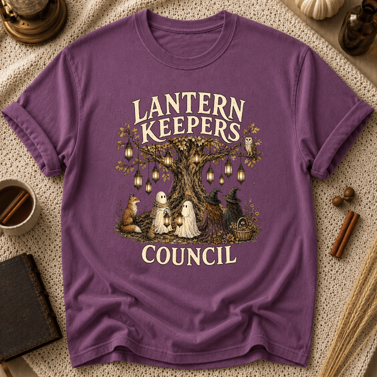 Lantern Keepers Council T-Shirt — Whimsical Halloween Woodland Animal Tee