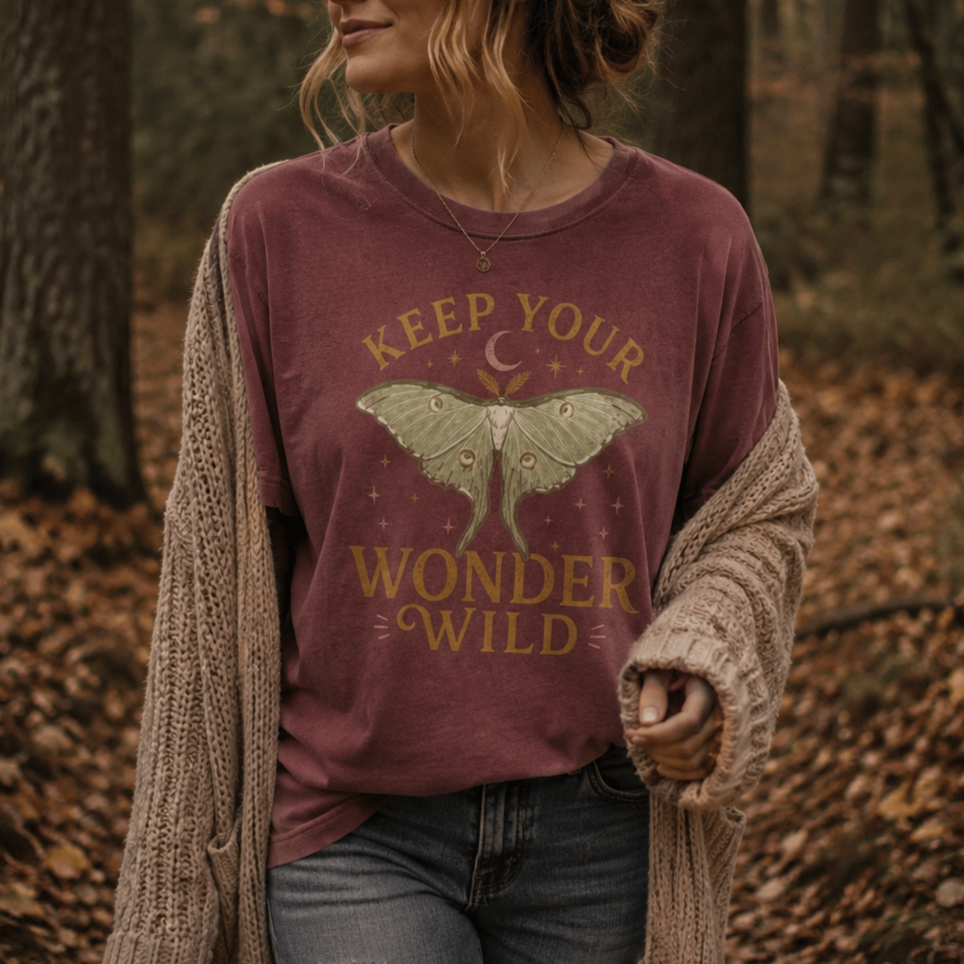 Keep Your Wonder Wild T-Shirt — Moth Moon Graphic Tee