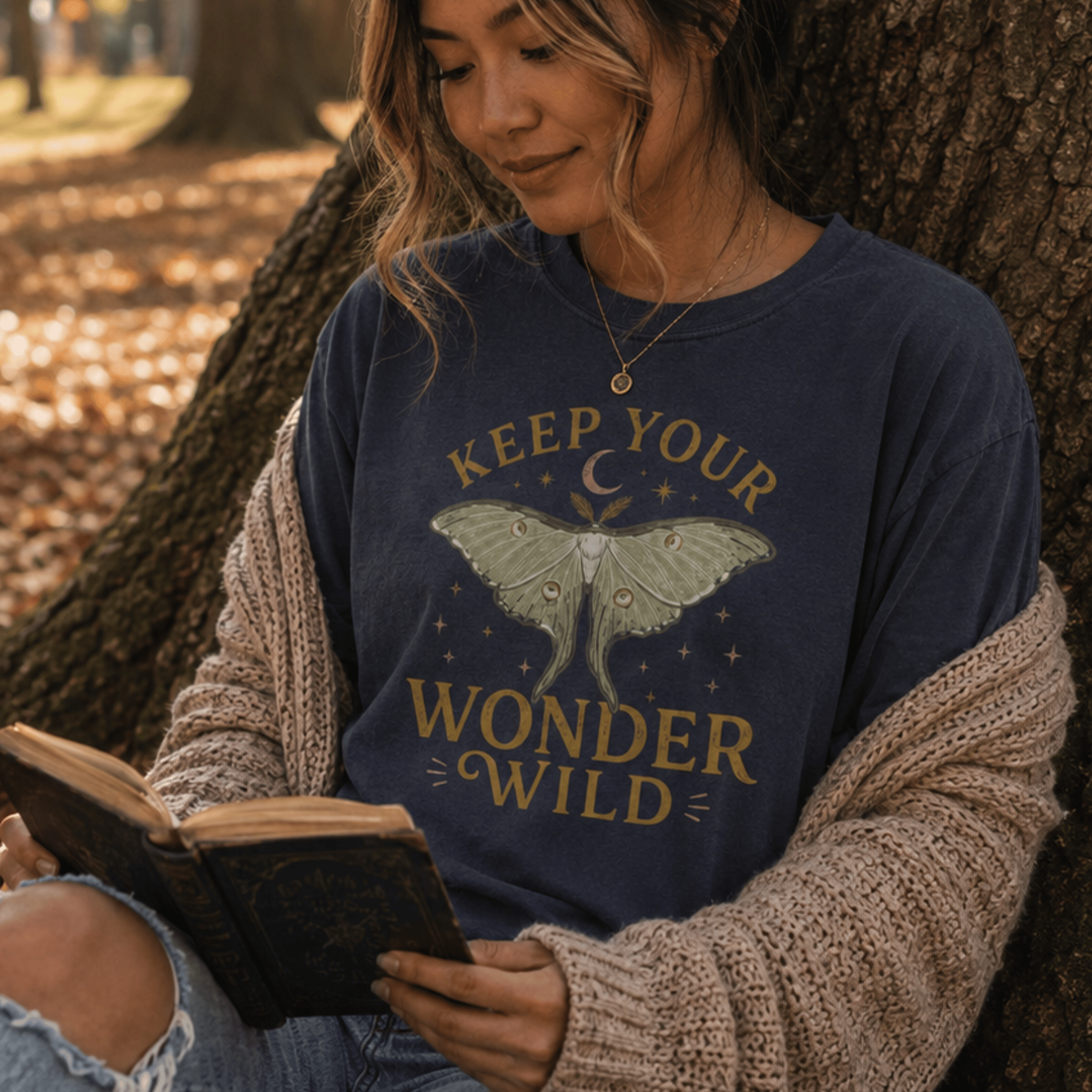 Keep Your Wonder Wild T-Shirt — Moth Moon Graphic Tee