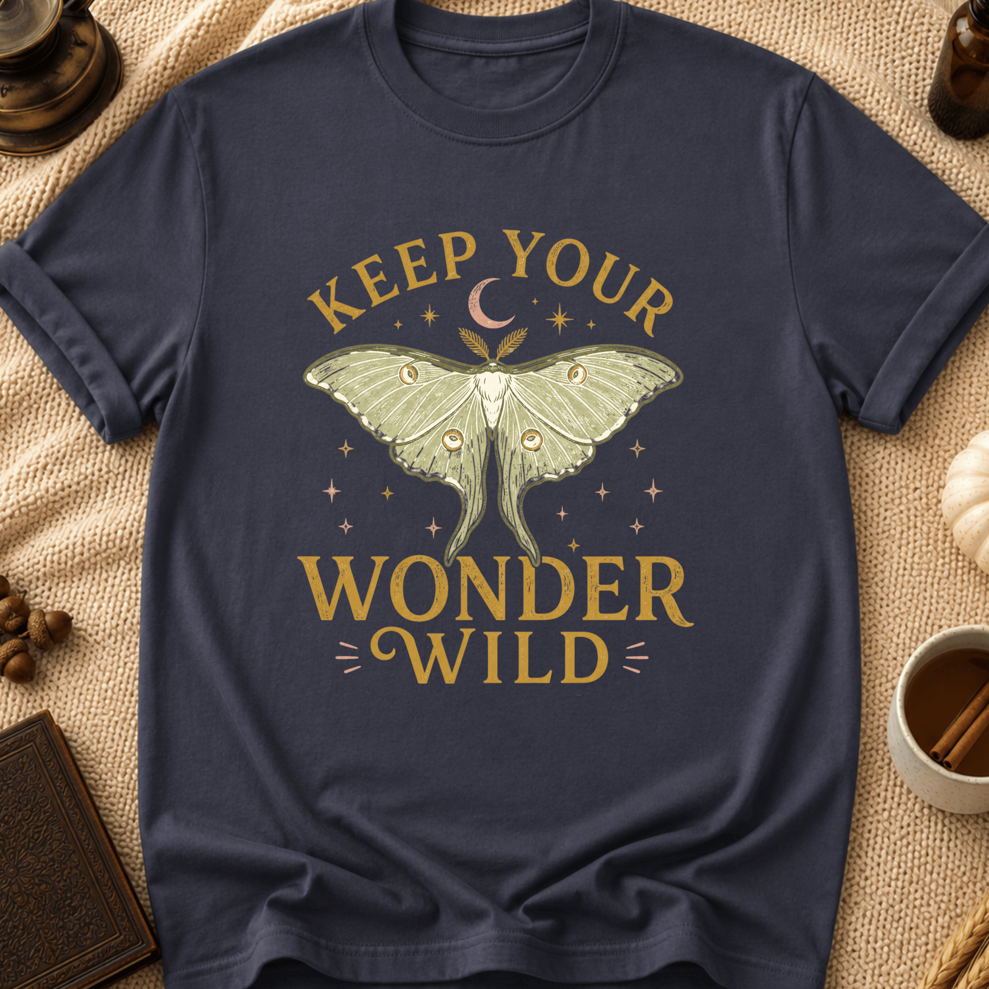 Keep Your Wonder Wild T-Shirt — Moth Moon Graphic Tee